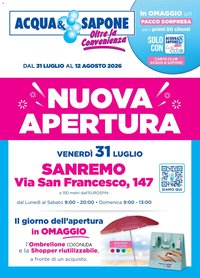 Acqua e Sapone volantino Apertura Sanremo