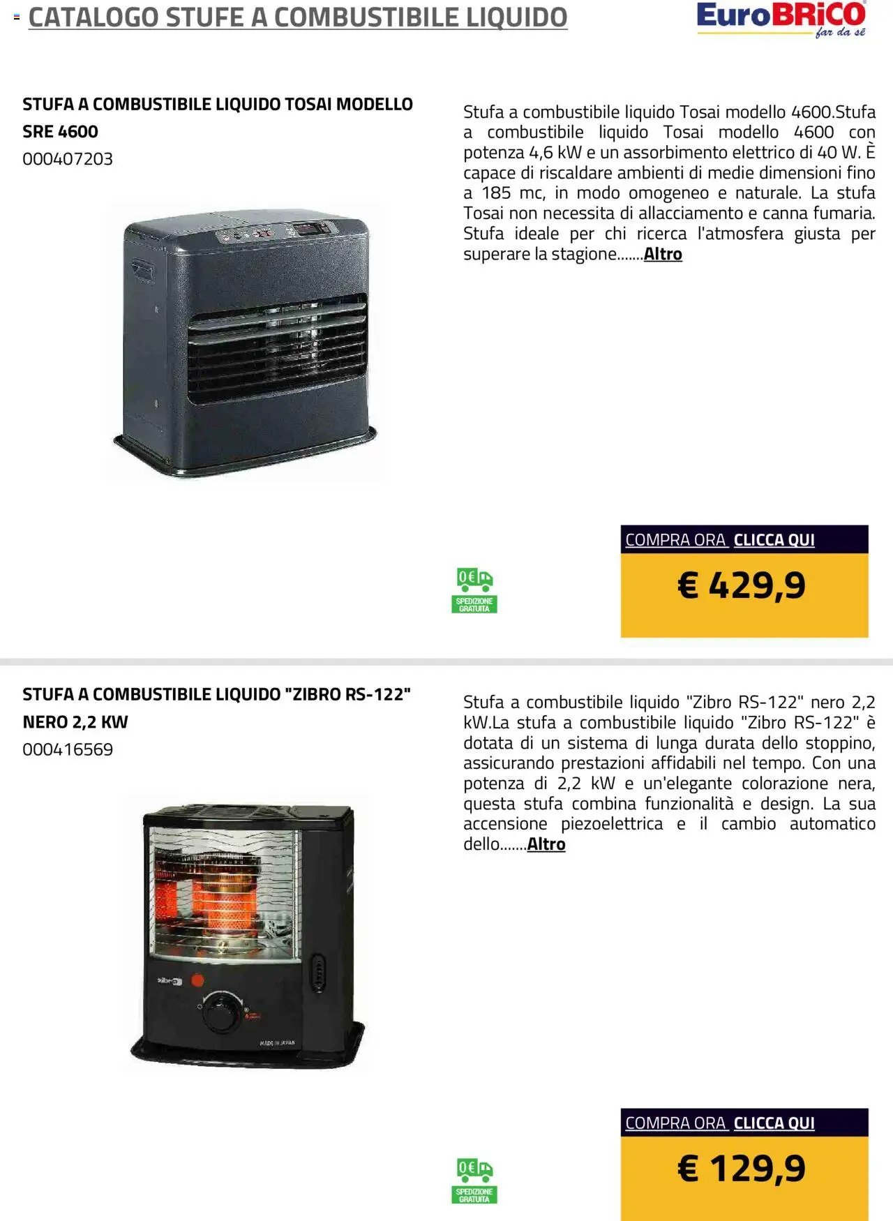 Eurobrico Stufe a Combustibile Liquido catalogo