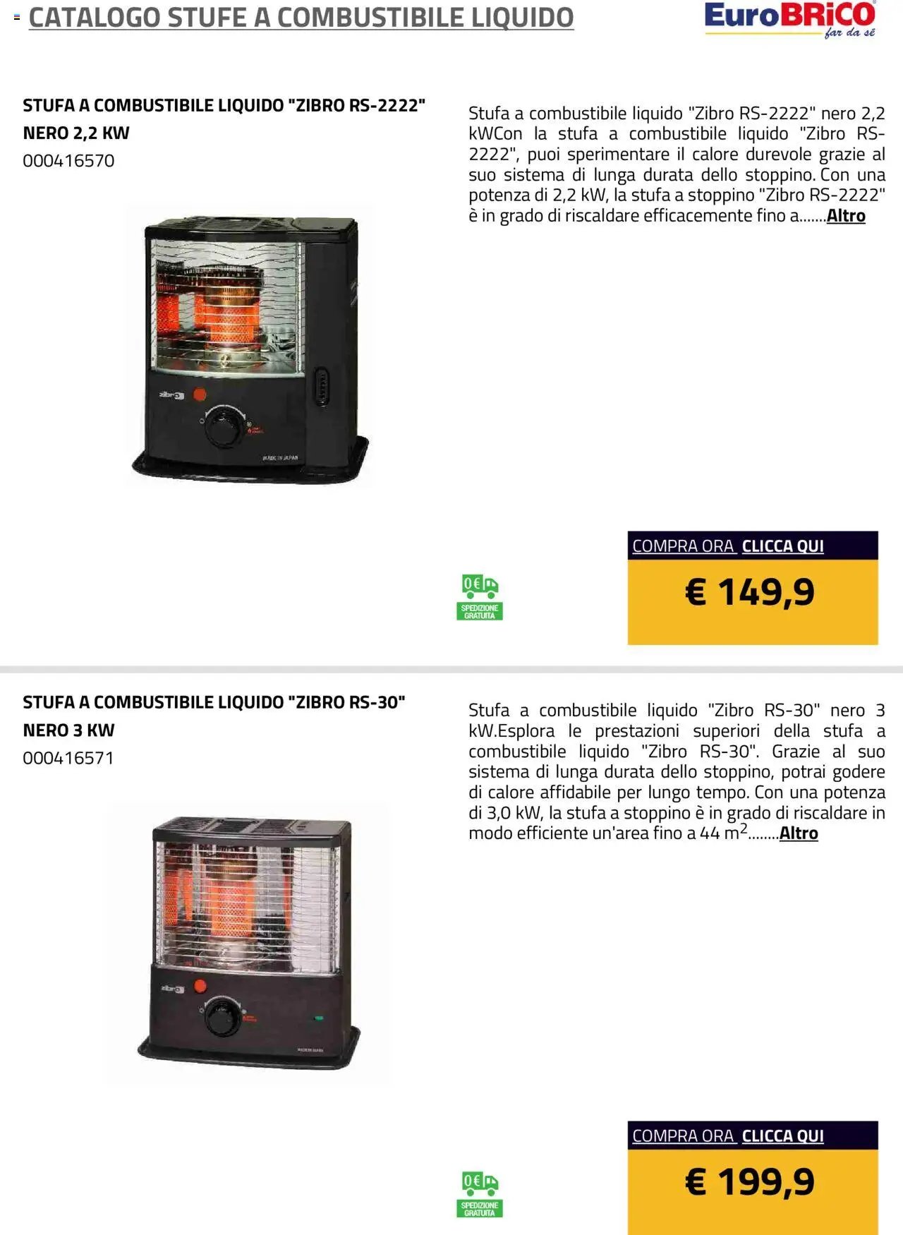 Eurobrico Stufe a Combustibile Liquido catalogo