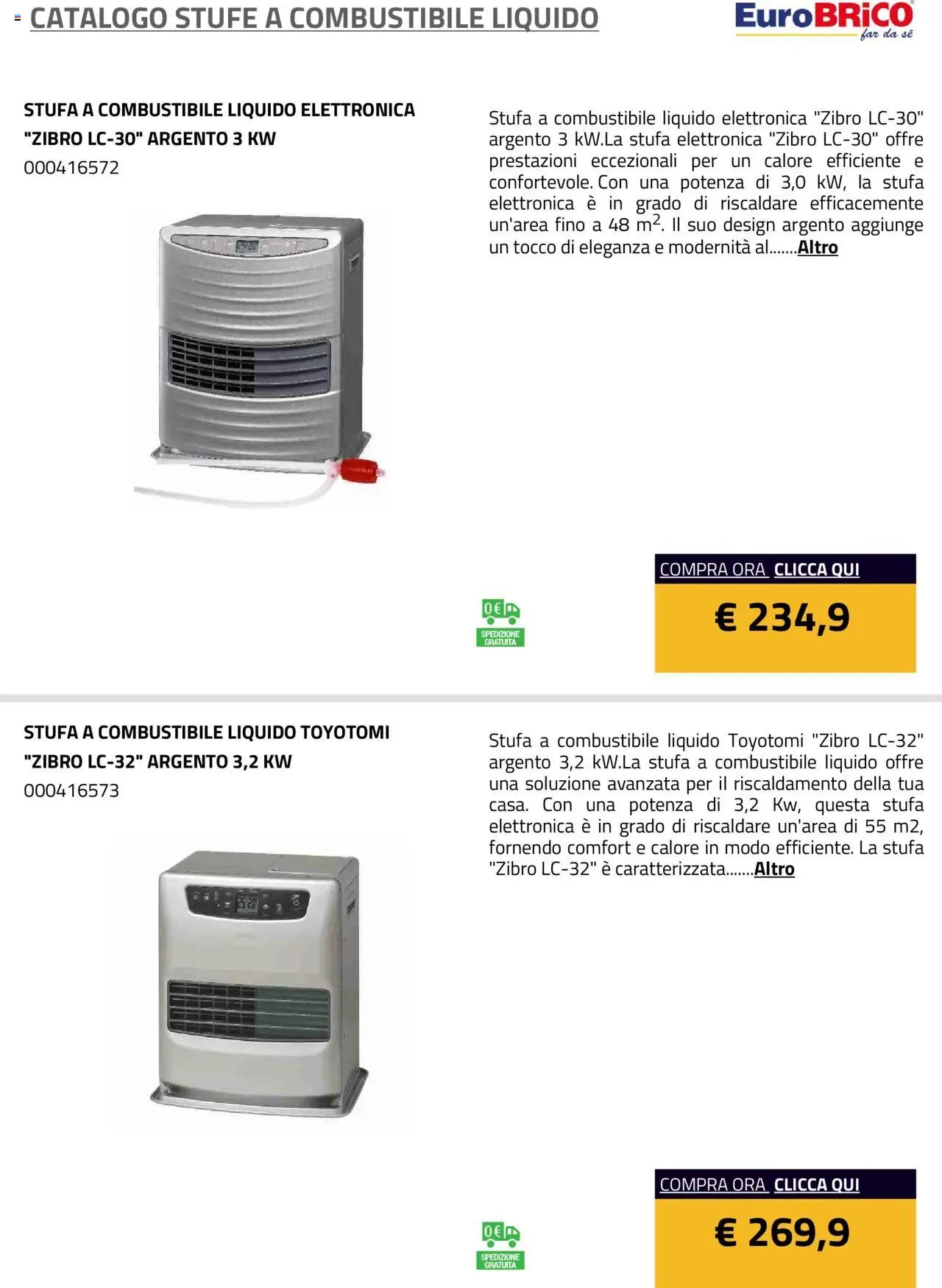 Eurobrico Stufe a Combustibile Liquido catalogo