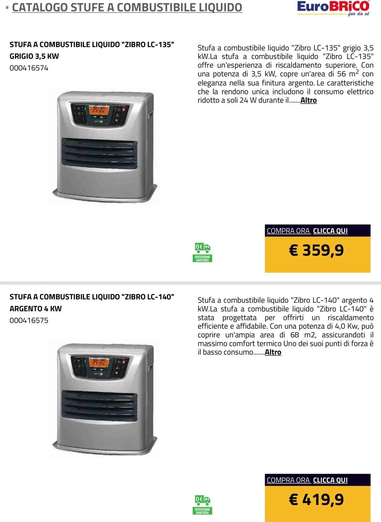 Eurobrico Stufe a Combustibile Liquido catalogo