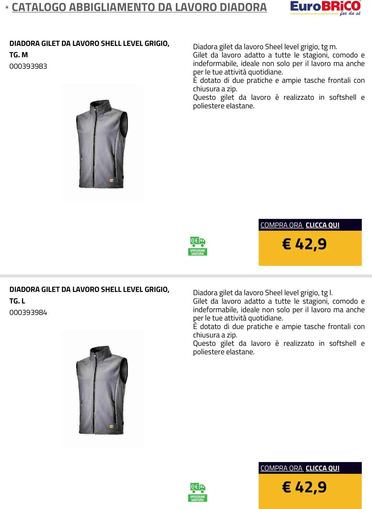 Eurobrico Abbigliamento da Lavoro Diadora catalogo