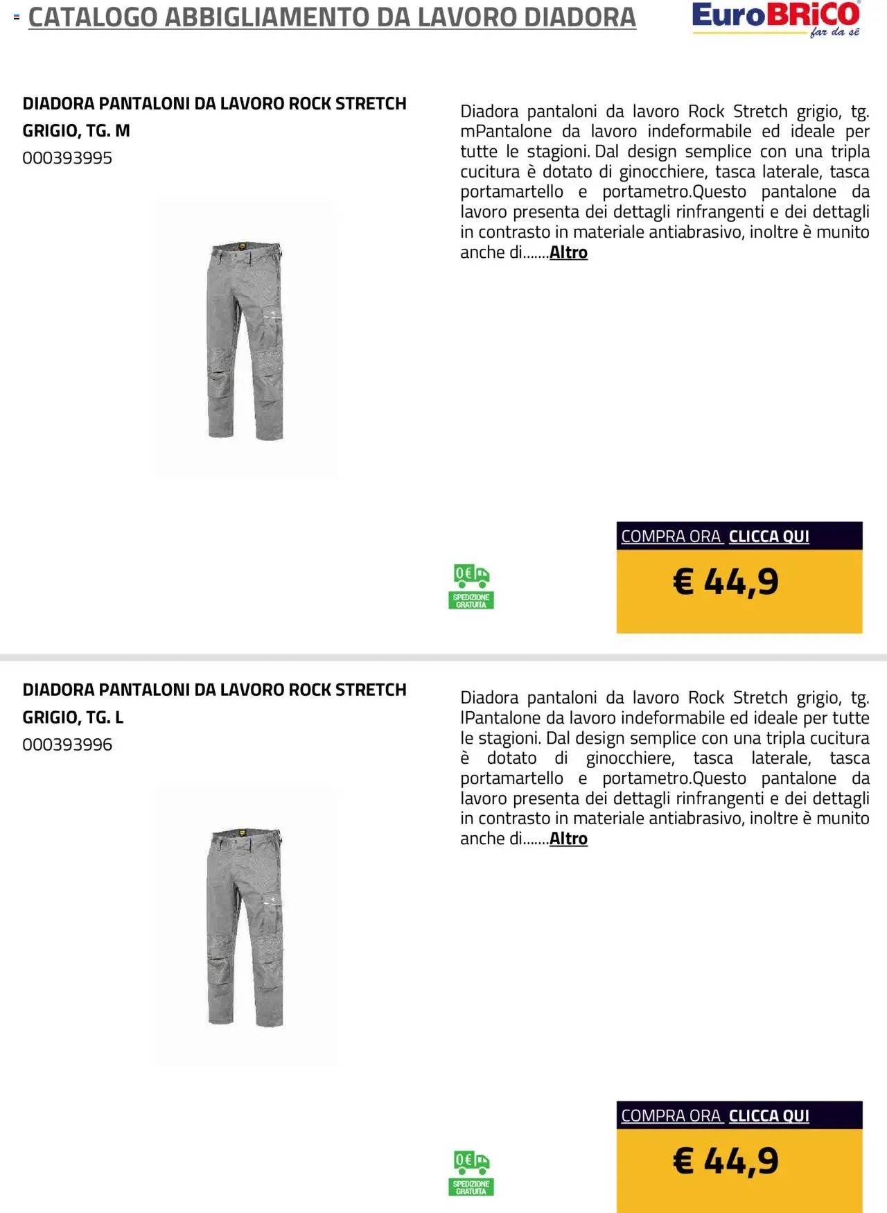 Eurobrico Abbigliamento da Lavoro Diadora catalogo