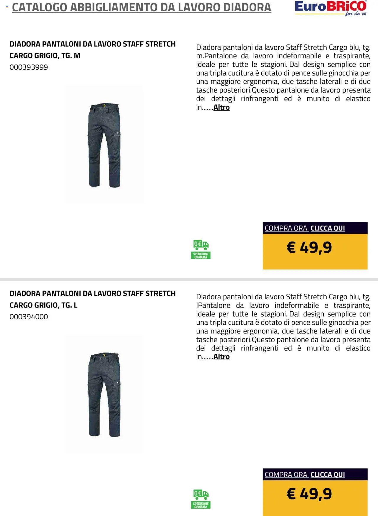 Eurobrico Abbigliamento da Lavoro Diadora catalogo