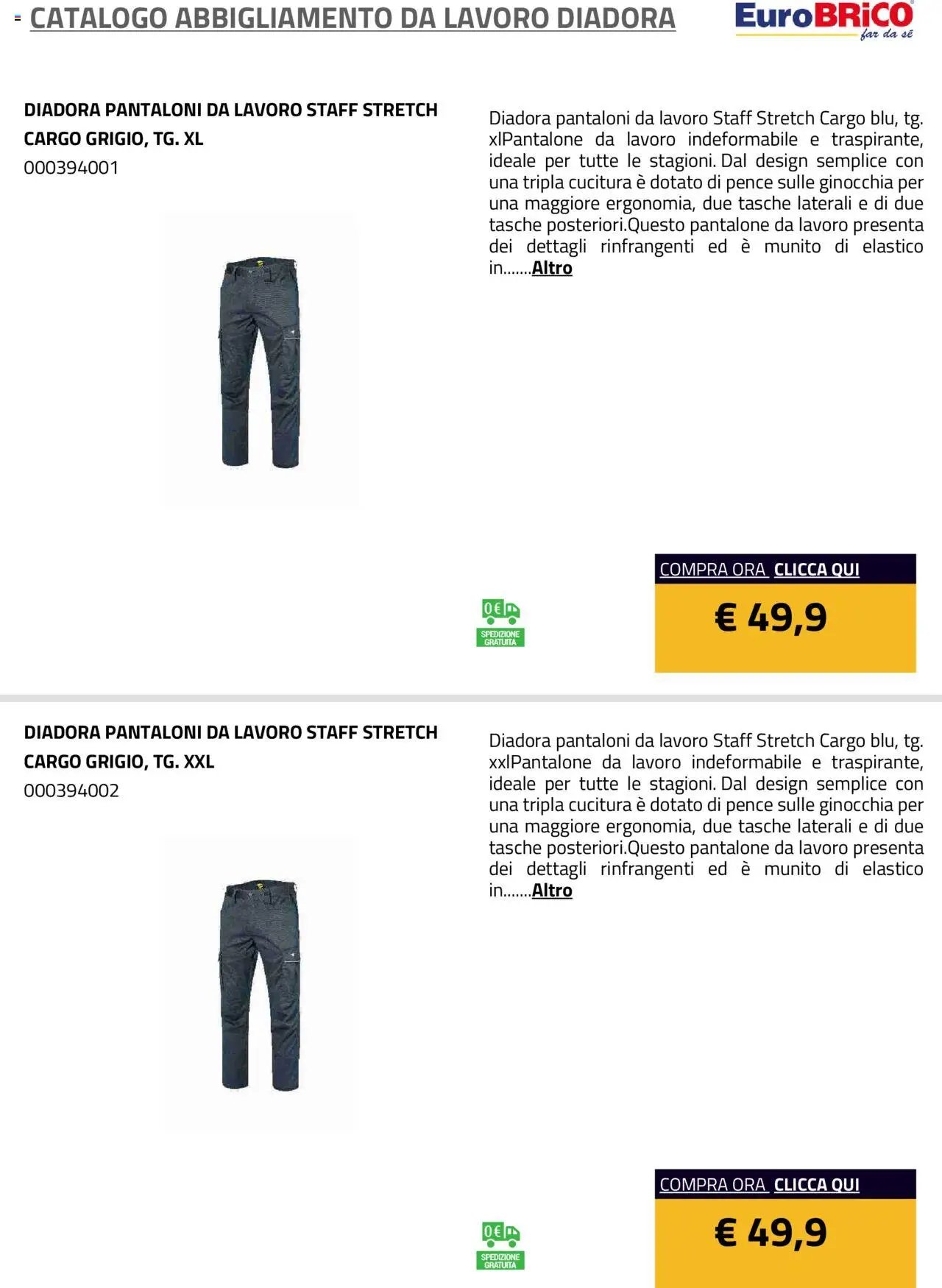 Eurobrico Abbigliamento da Lavoro Diadora catalogo