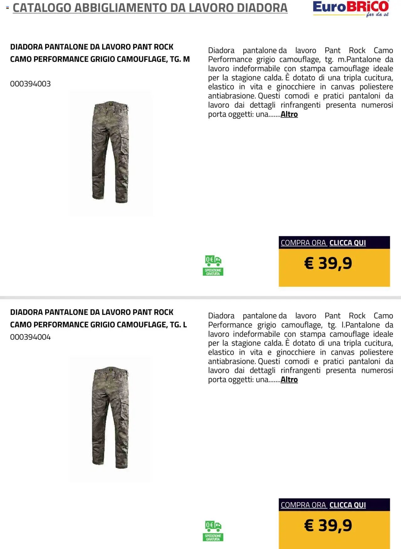 Eurobrico Abbigliamento da Lavoro Diadora catalogo