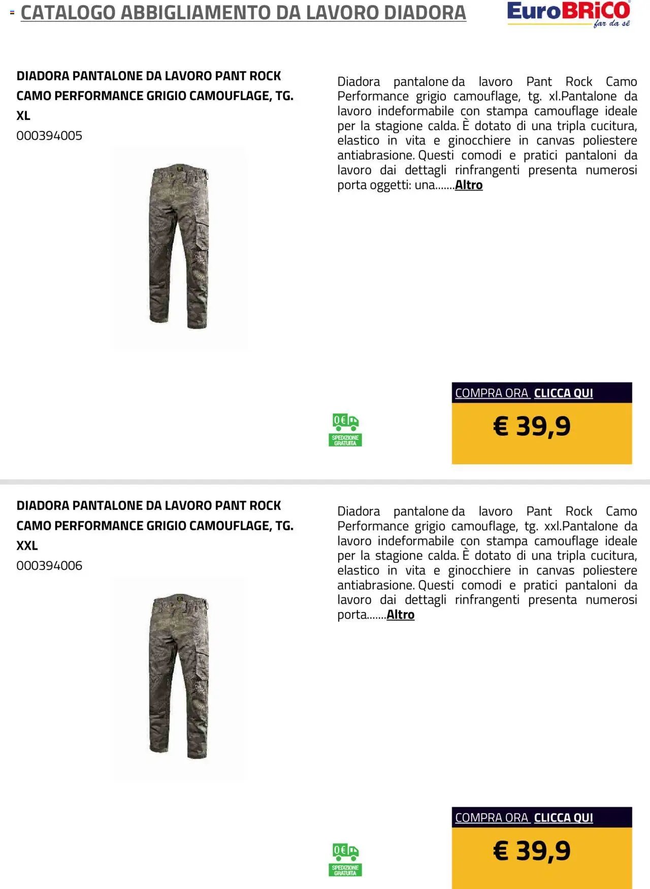 Eurobrico Abbigliamento da Lavoro Diadora catalogo