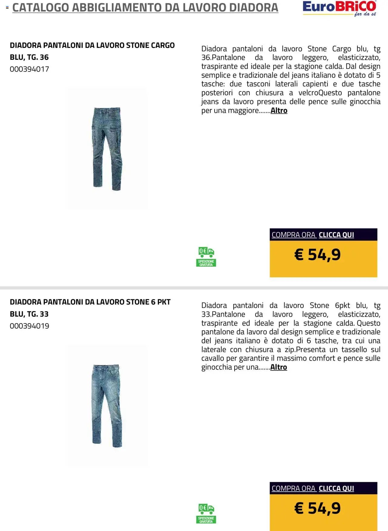 Eurobrico Abbigliamento da Lavoro Diadora catalogo