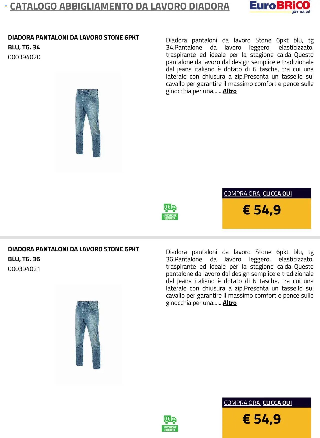Eurobrico Abbigliamento da Lavoro Diadora catalogo