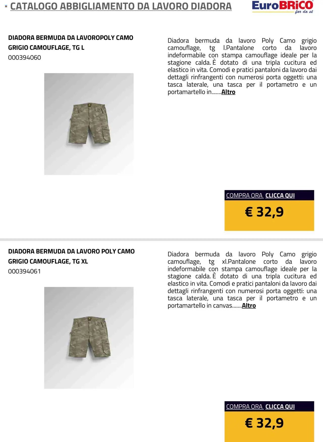 Eurobrico Abbigliamento da Lavoro Diadora catalogo