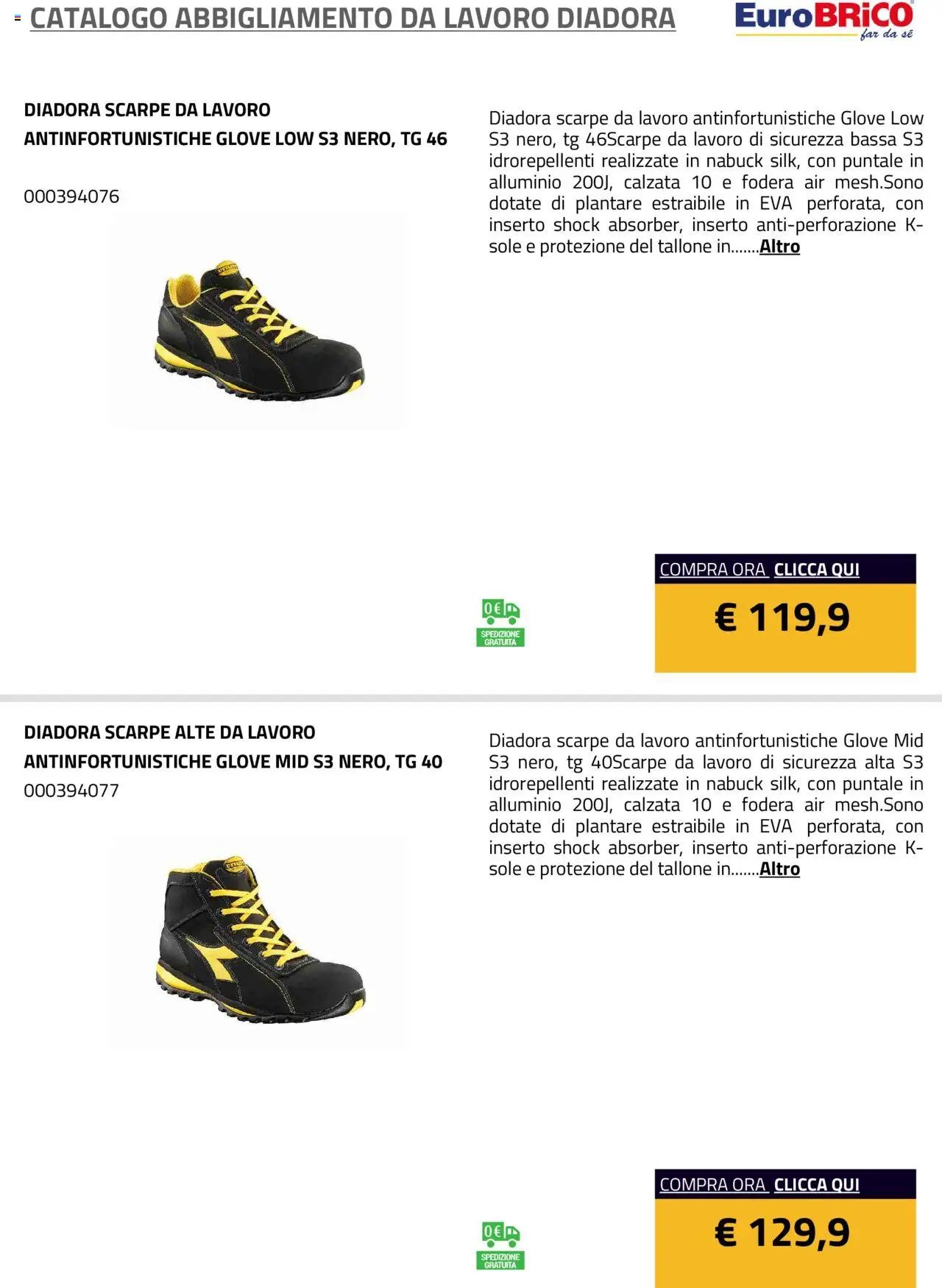 Eurobrico Abbigliamento da Lavoro Diadora catalogo