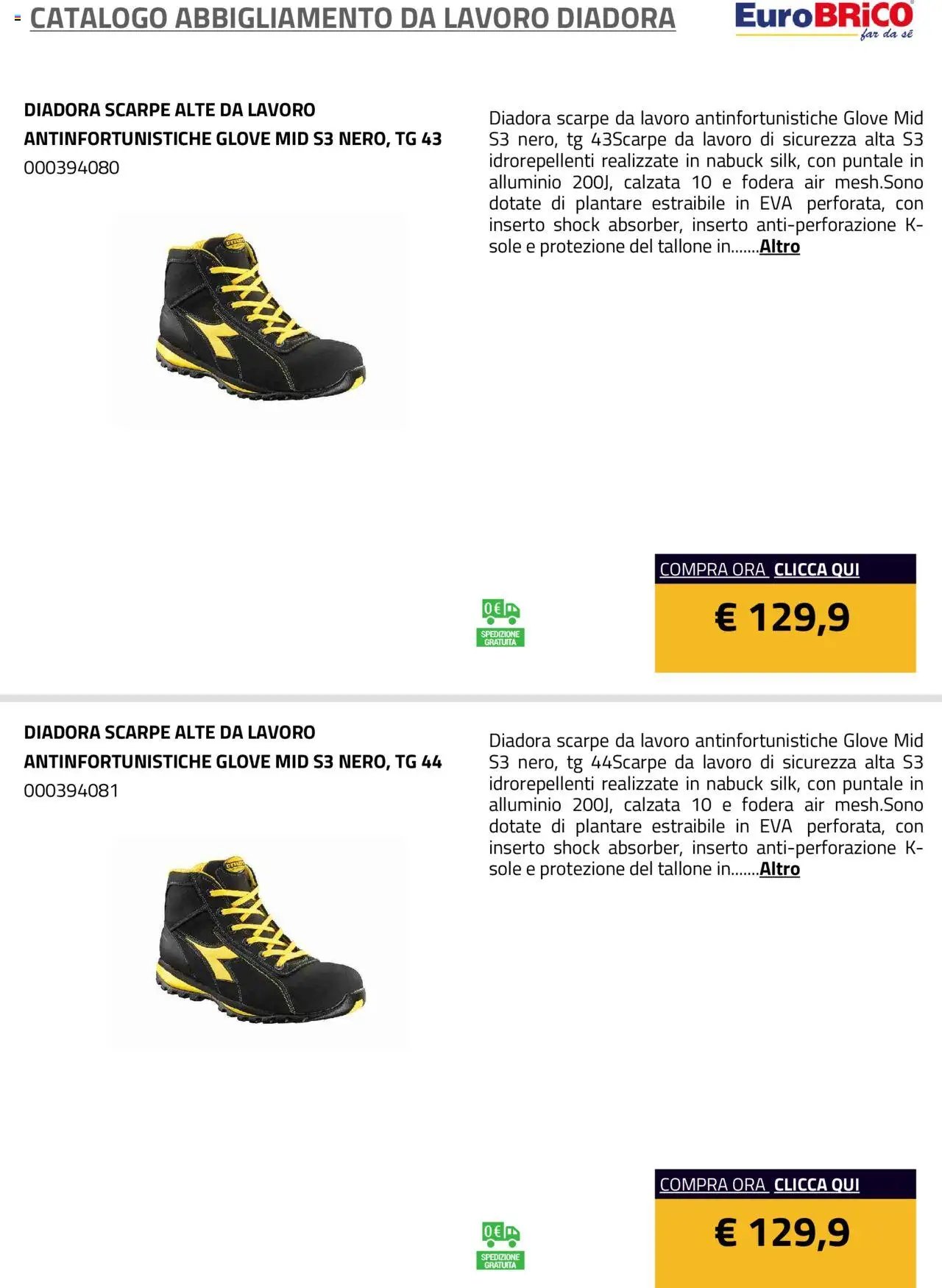 Eurobrico Abbigliamento da Lavoro Diadora catalogo