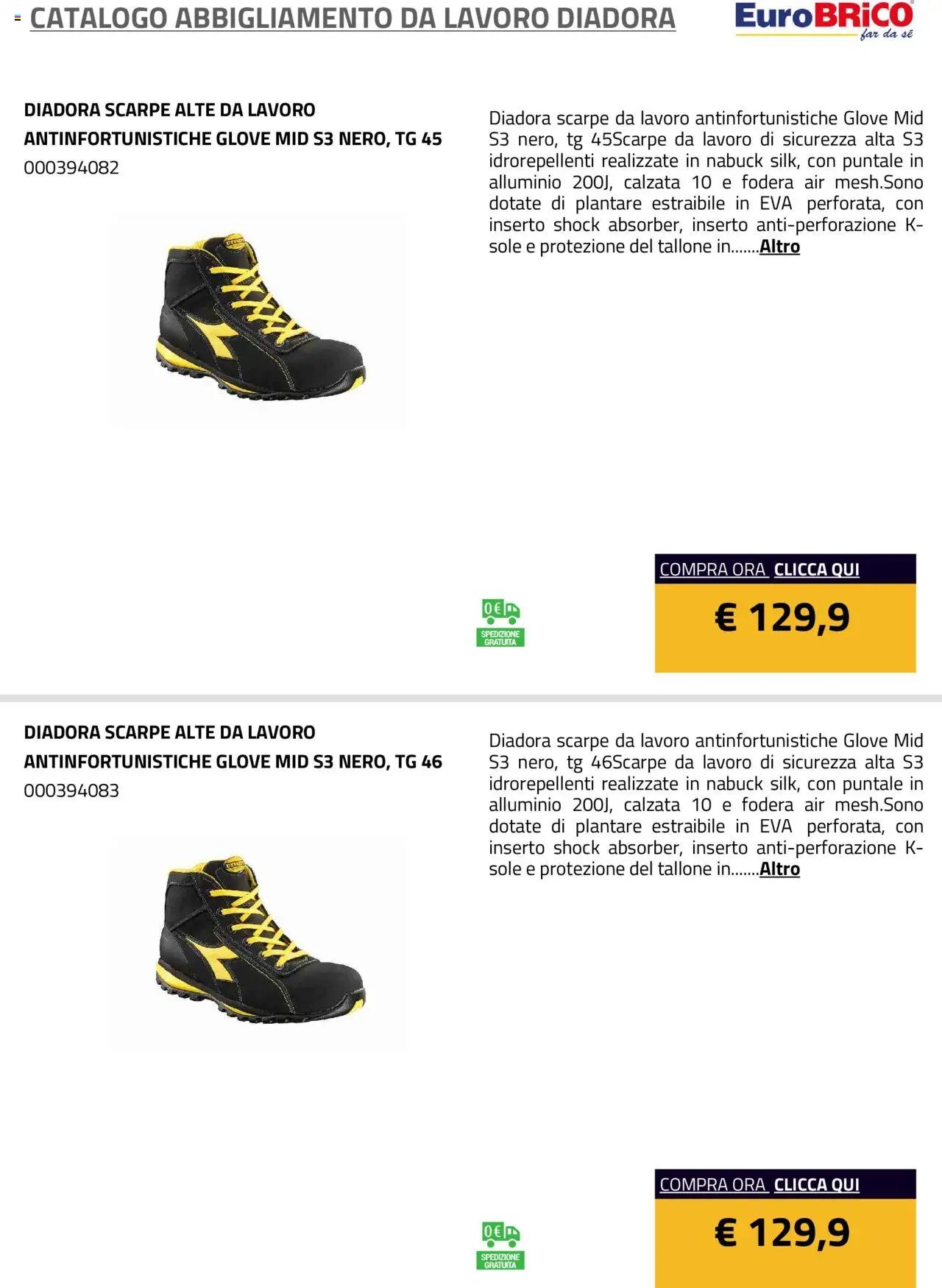 Eurobrico Abbigliamento da Lavoro Diadora catalogo