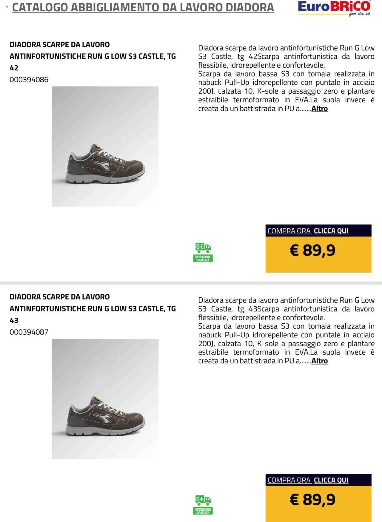 Eurobrico Abbigliamento da Lavoro Diadora catalogo