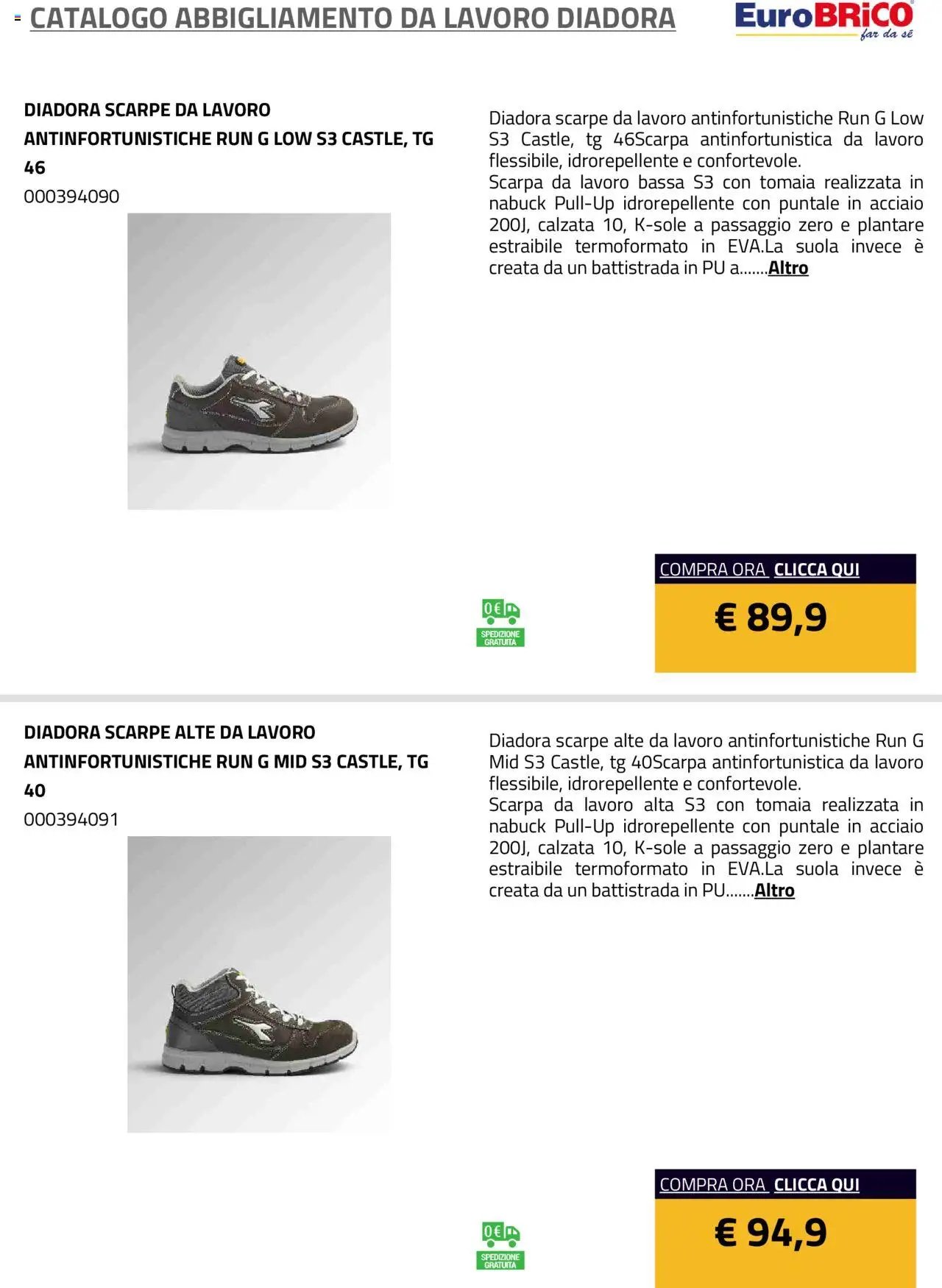 Eurobrico Abbigliamento da Lavoro Diadora catalogo