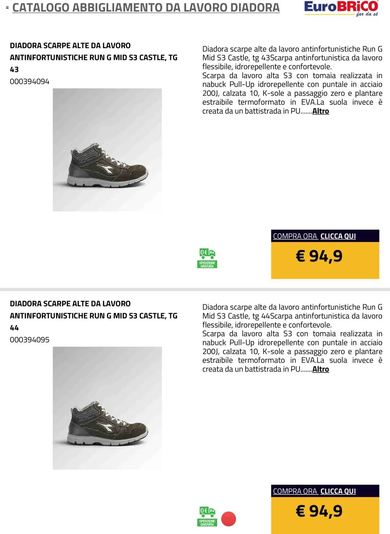 Eurobrico Abbigliamento da Lavoro Diadora catalogo