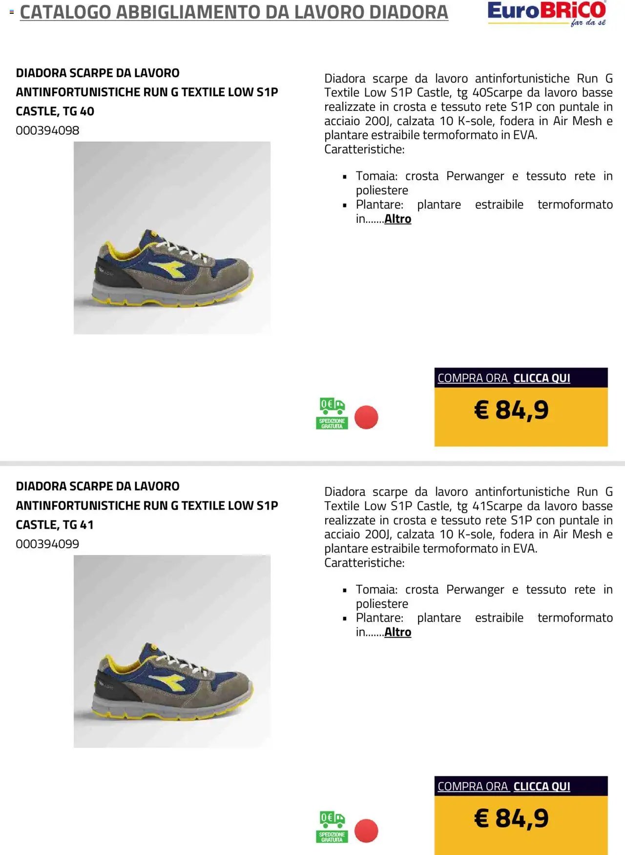 Eurobrico Abbigliamento da Lavoro Diadora catalogo