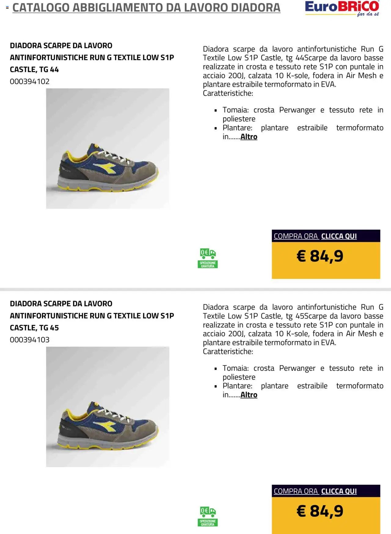 Eurobrico Abbigliamento da Lavoro Diadora catalogo