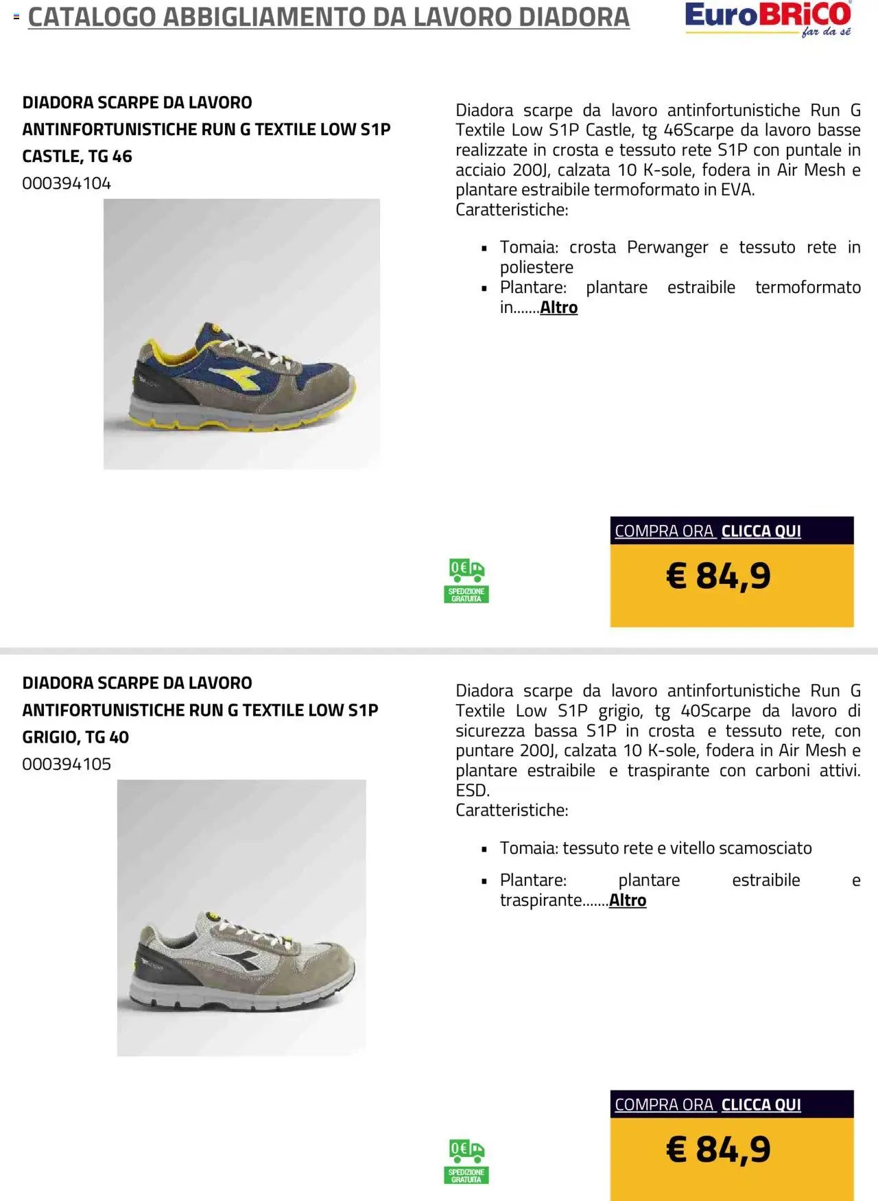 Eurobrico Abbigliamento da Lavoro Diadora catalogo