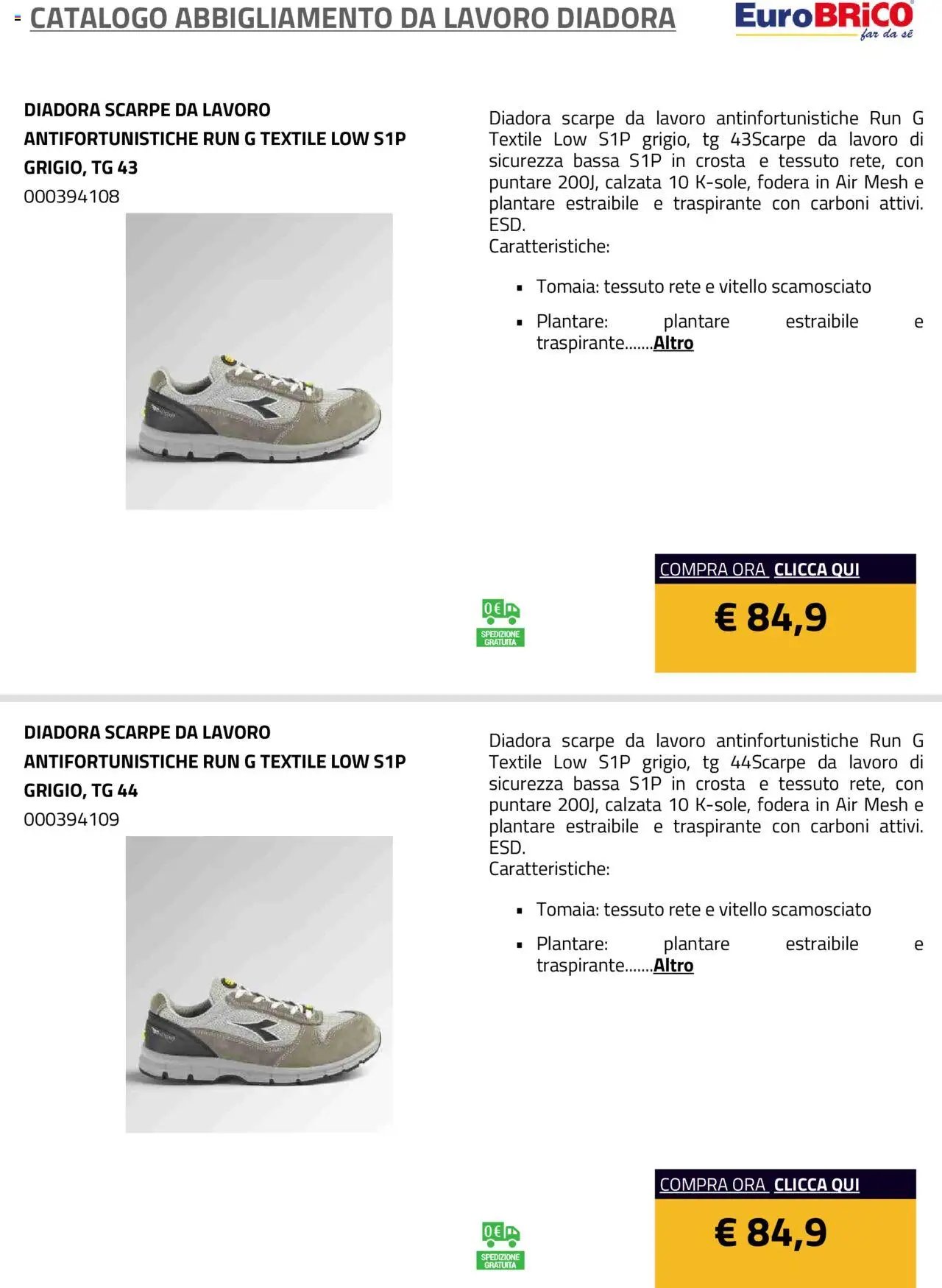 Eurobrico Abbigliamento da Lavoro Diadora catalogo
