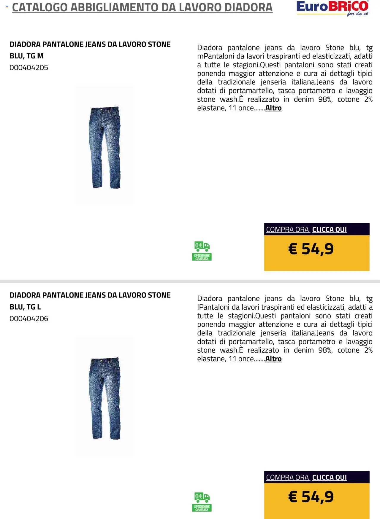 Eurobrico Abbigliamento da Lavoro Diadora catalogo