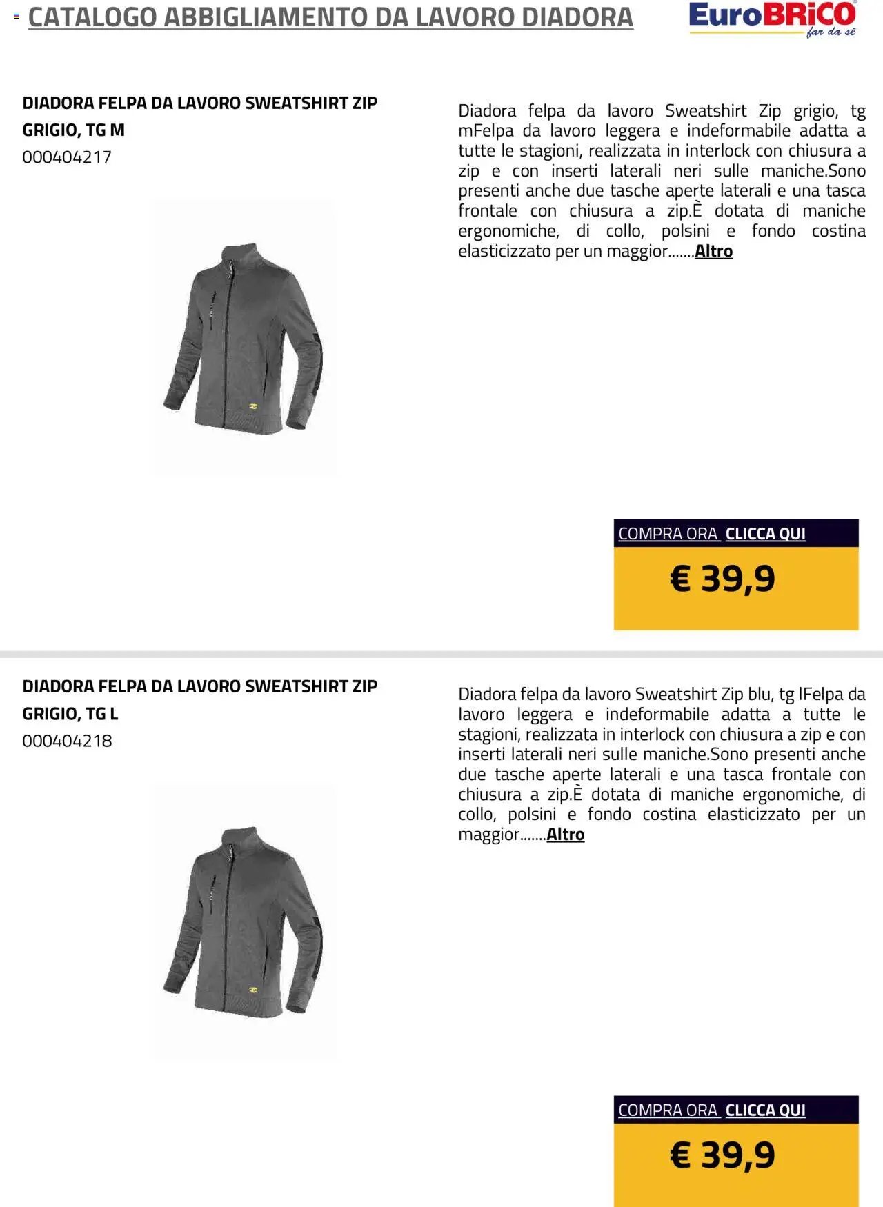 Eurobrico Abbigliamento da Lavoro Diadora catalogo