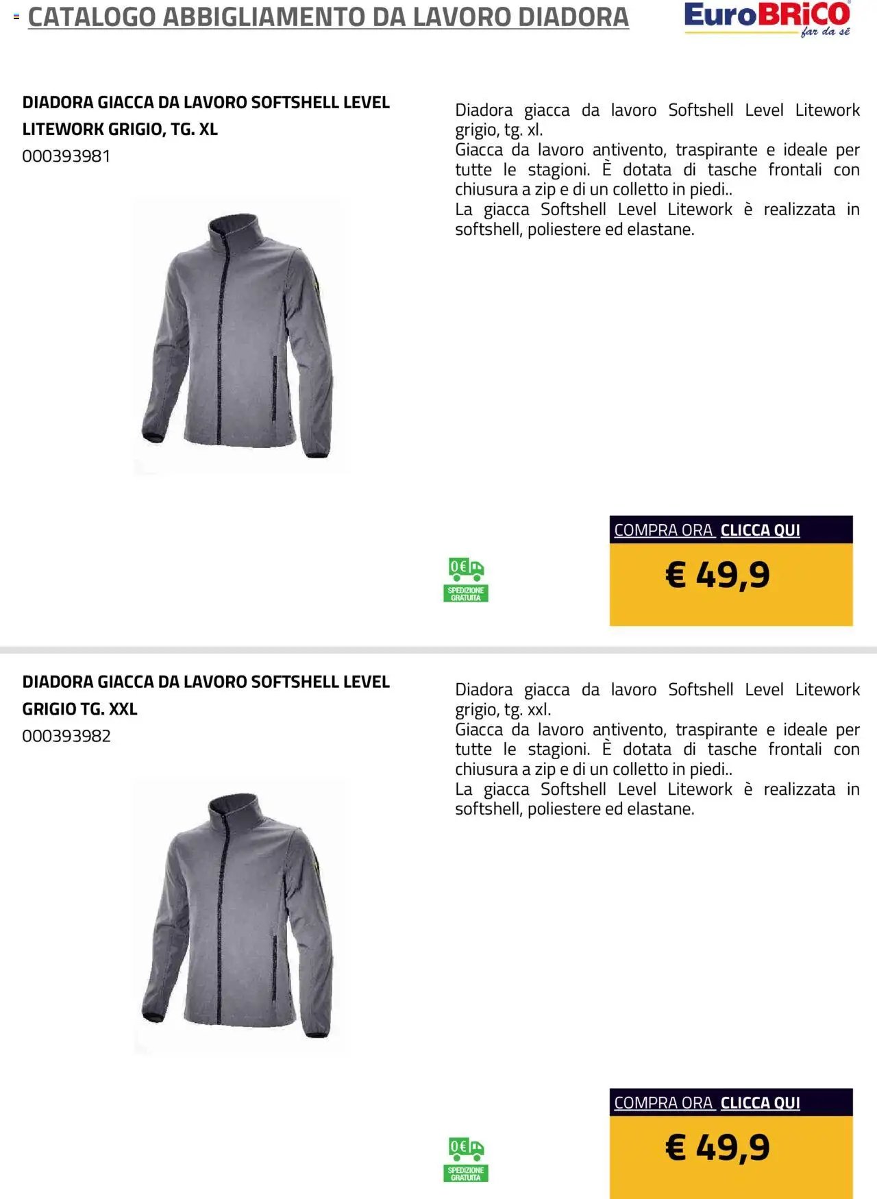 Eurobrico Abbigliamento da Lavoro Diadora catalogo