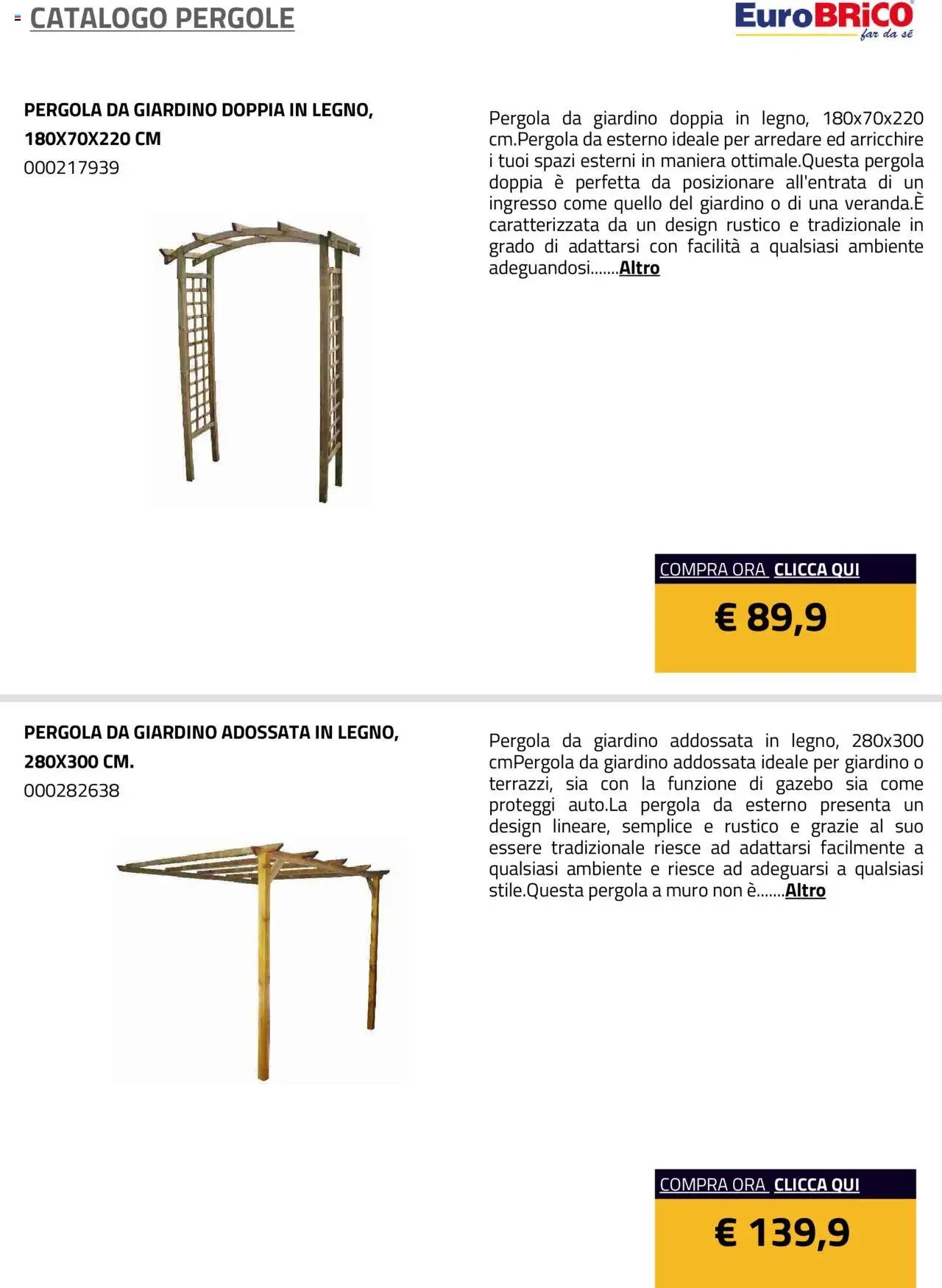 Eurobrico Pergole da esterno catalogo