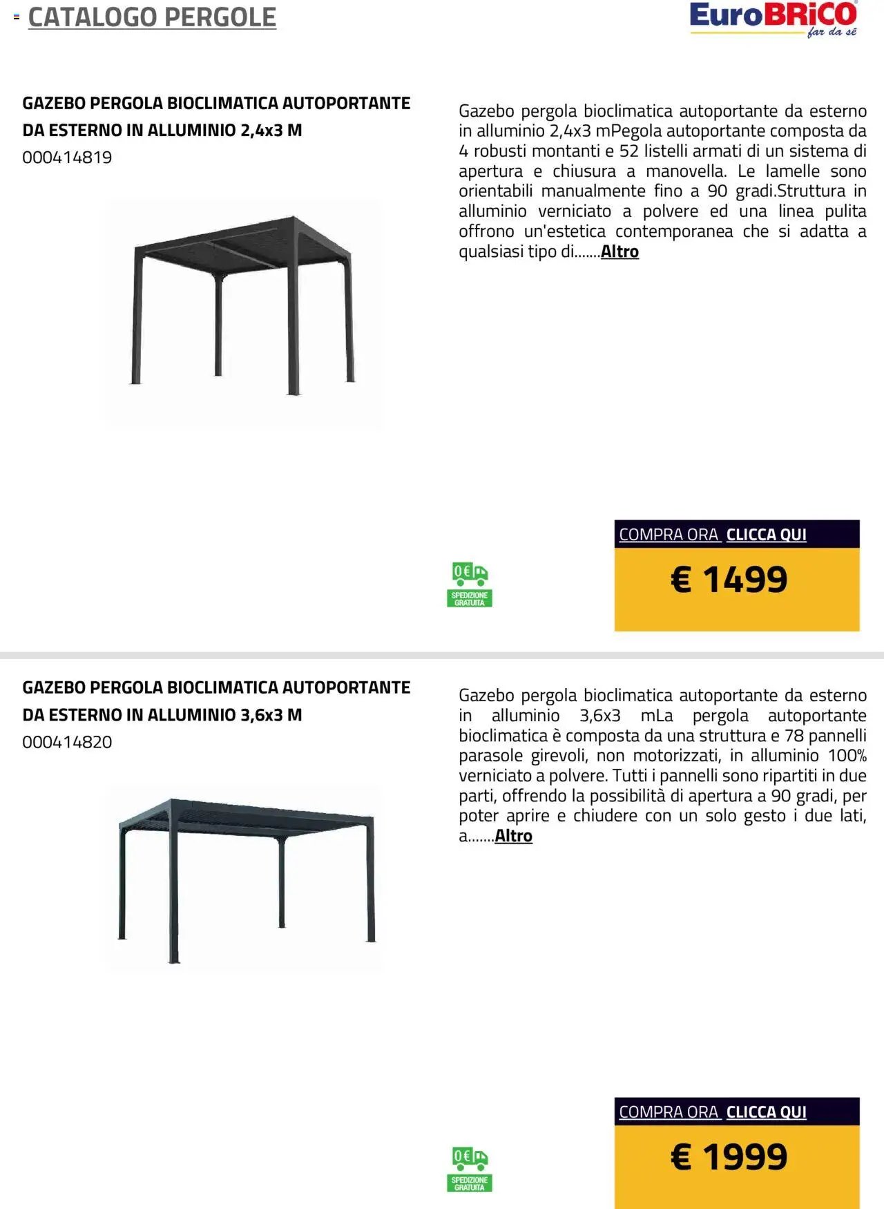 Eurobrico Pergole da esterno catalogo