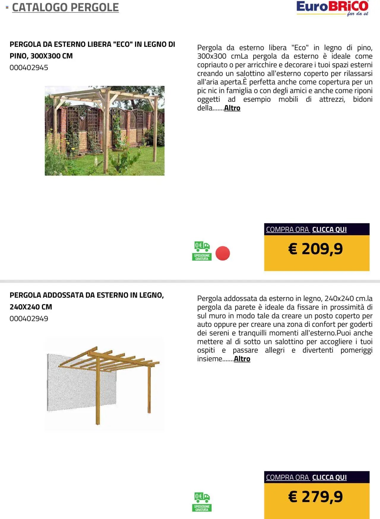 Eurobrico Pergole da esterno catalogo