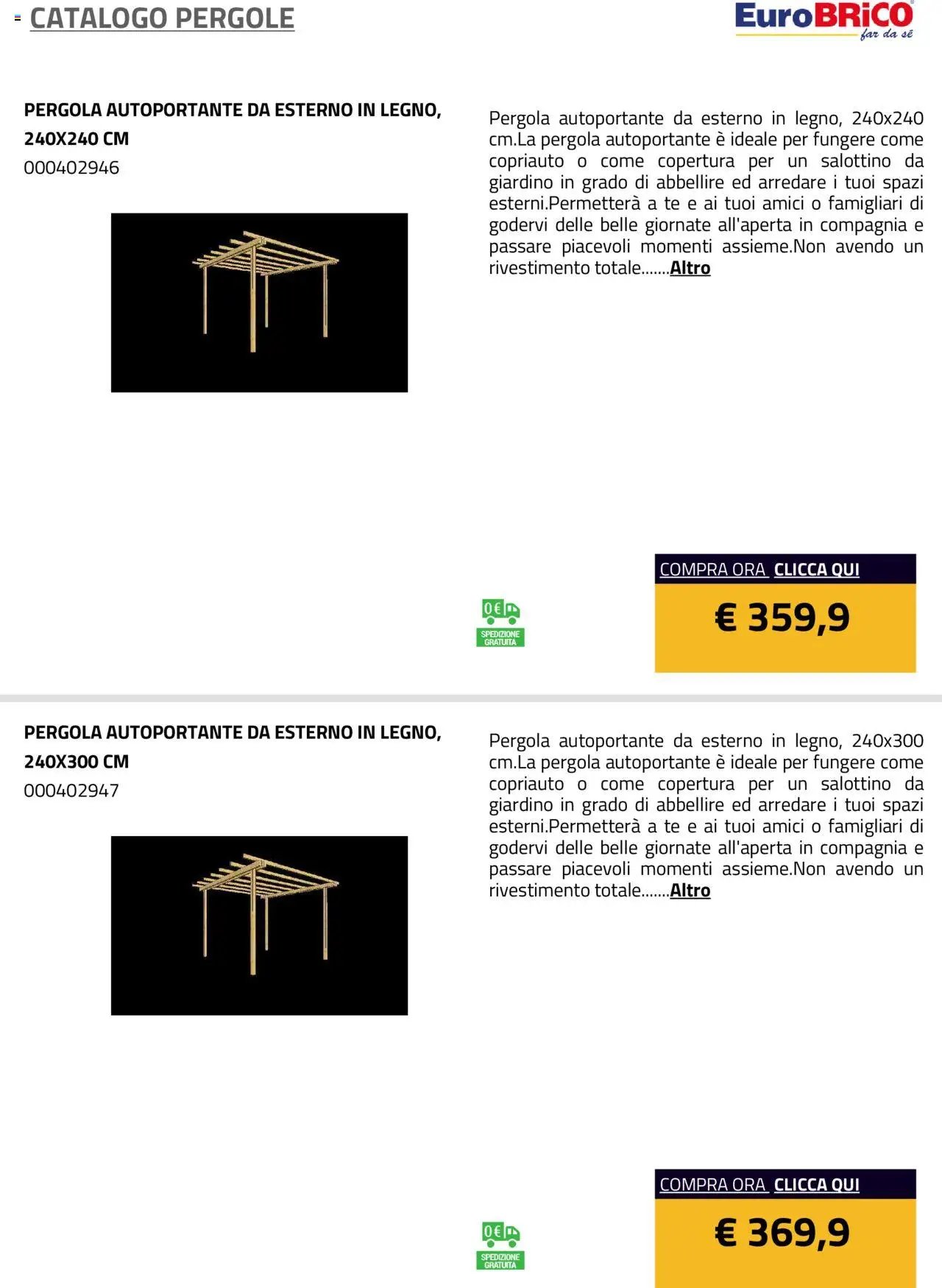 Eurobrico Pergole da esterno catalogo