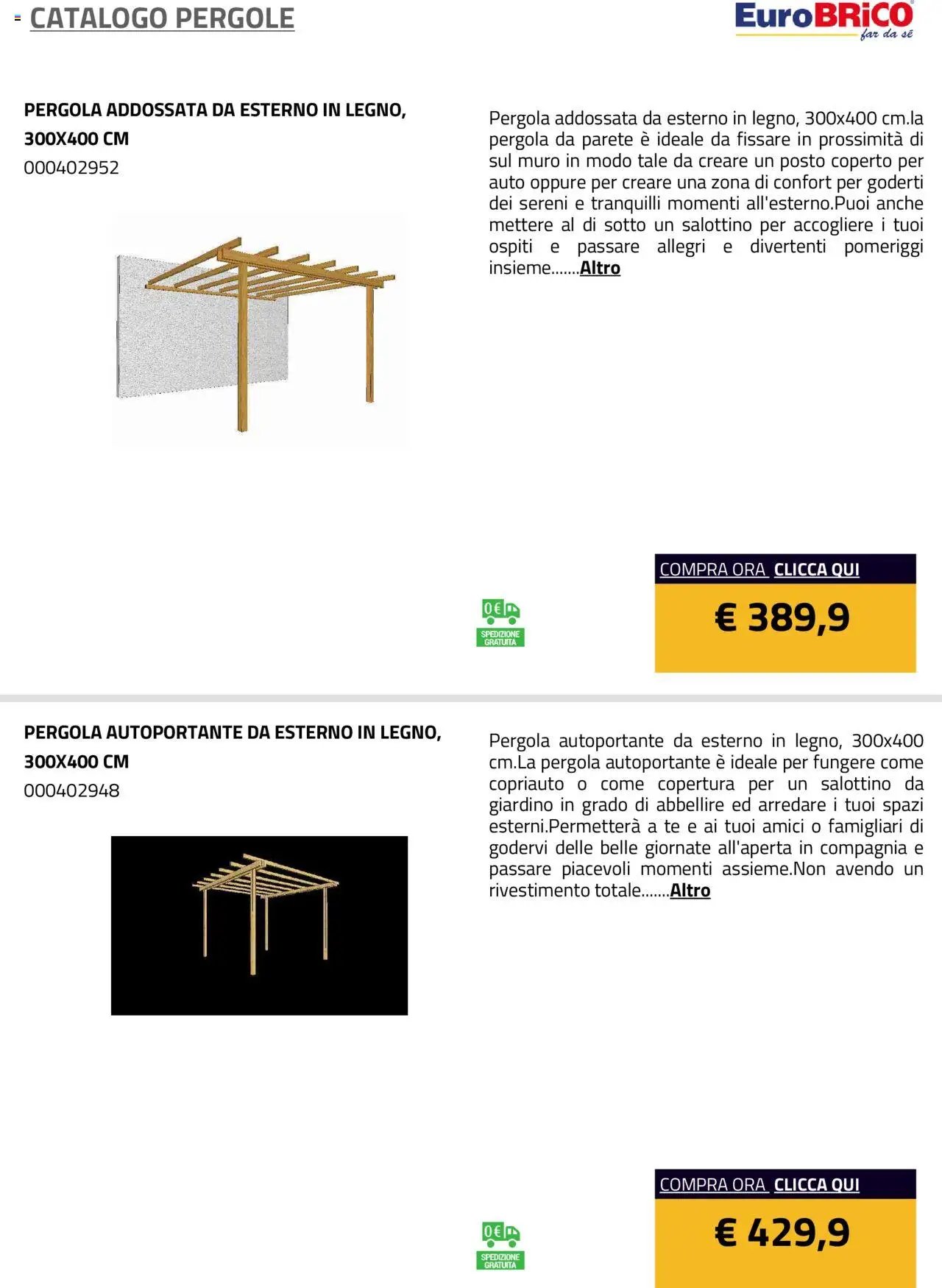 Eurobrico Pergole da esterno catalogo