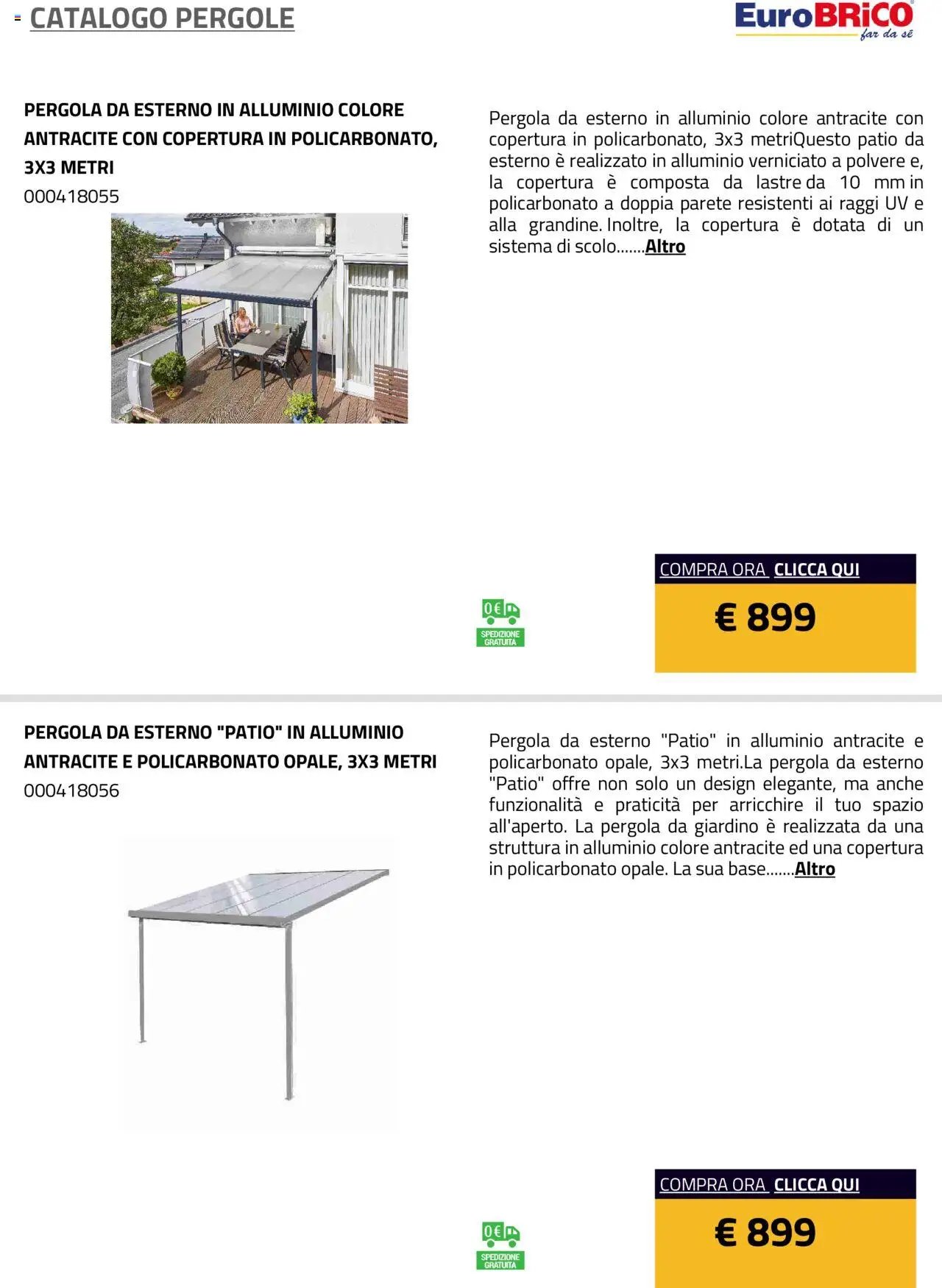 Eurobrico Pergole da esterno catalogo