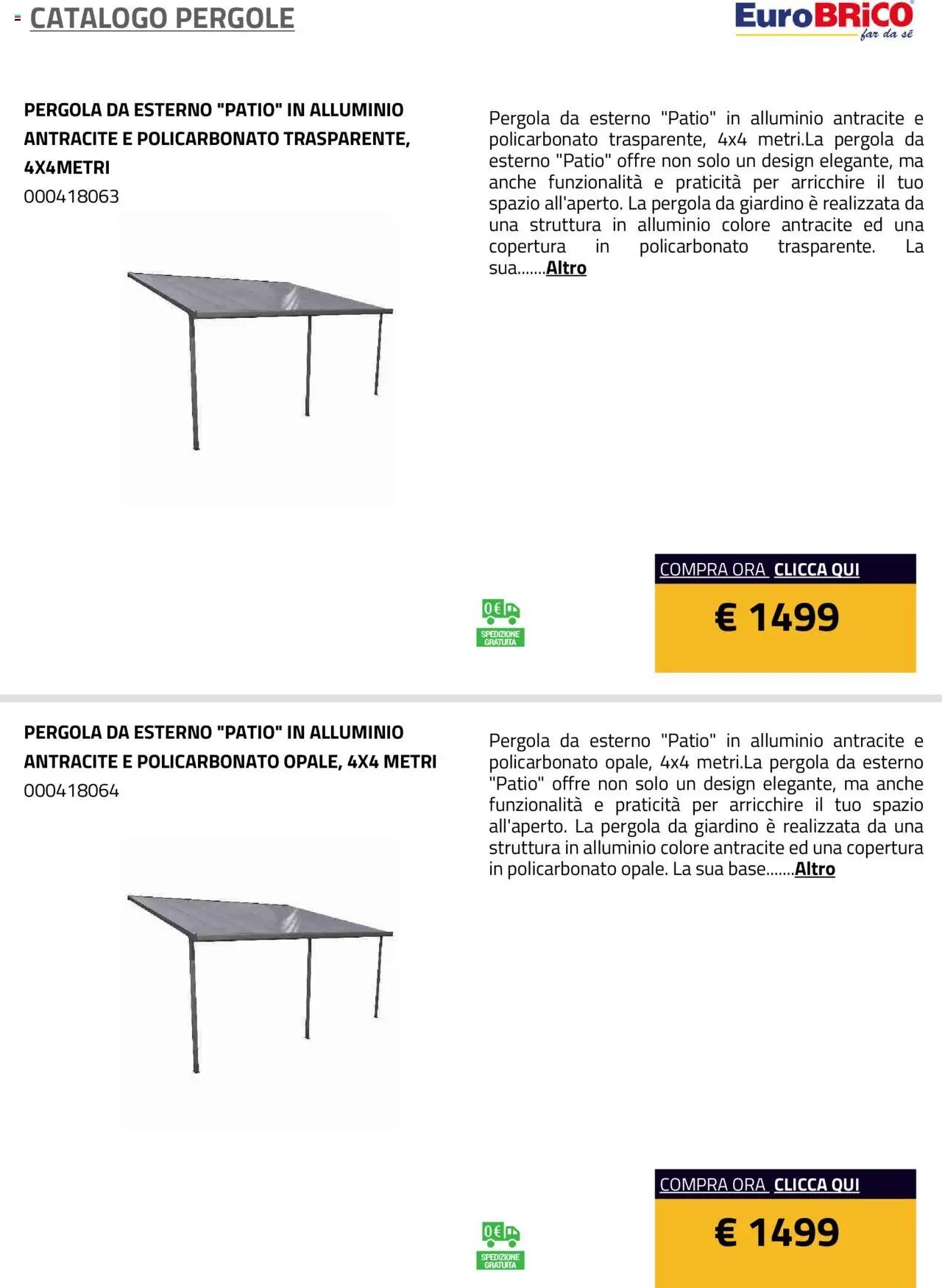 Eurobrico Pergole da esterno catalogo