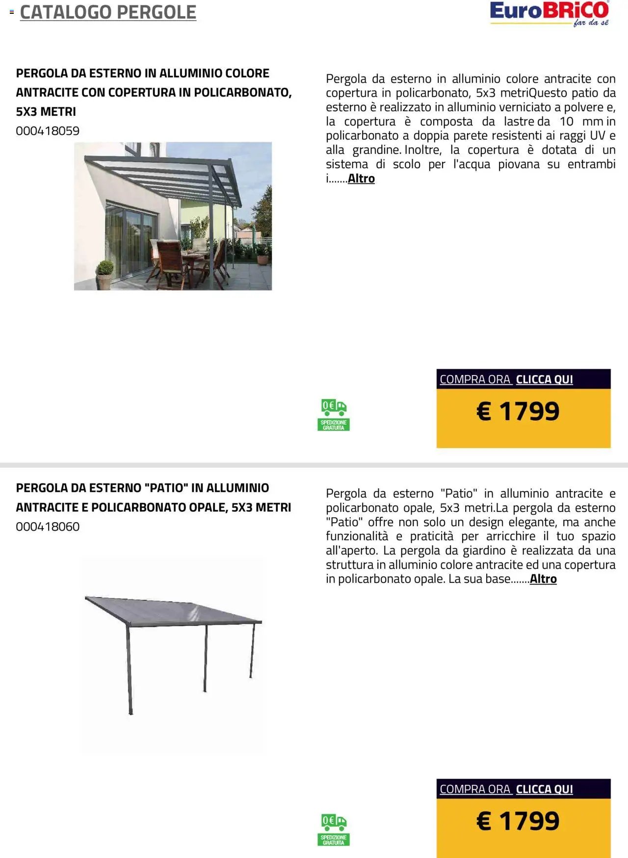 Eurobrico Pergole da esterno catalogo