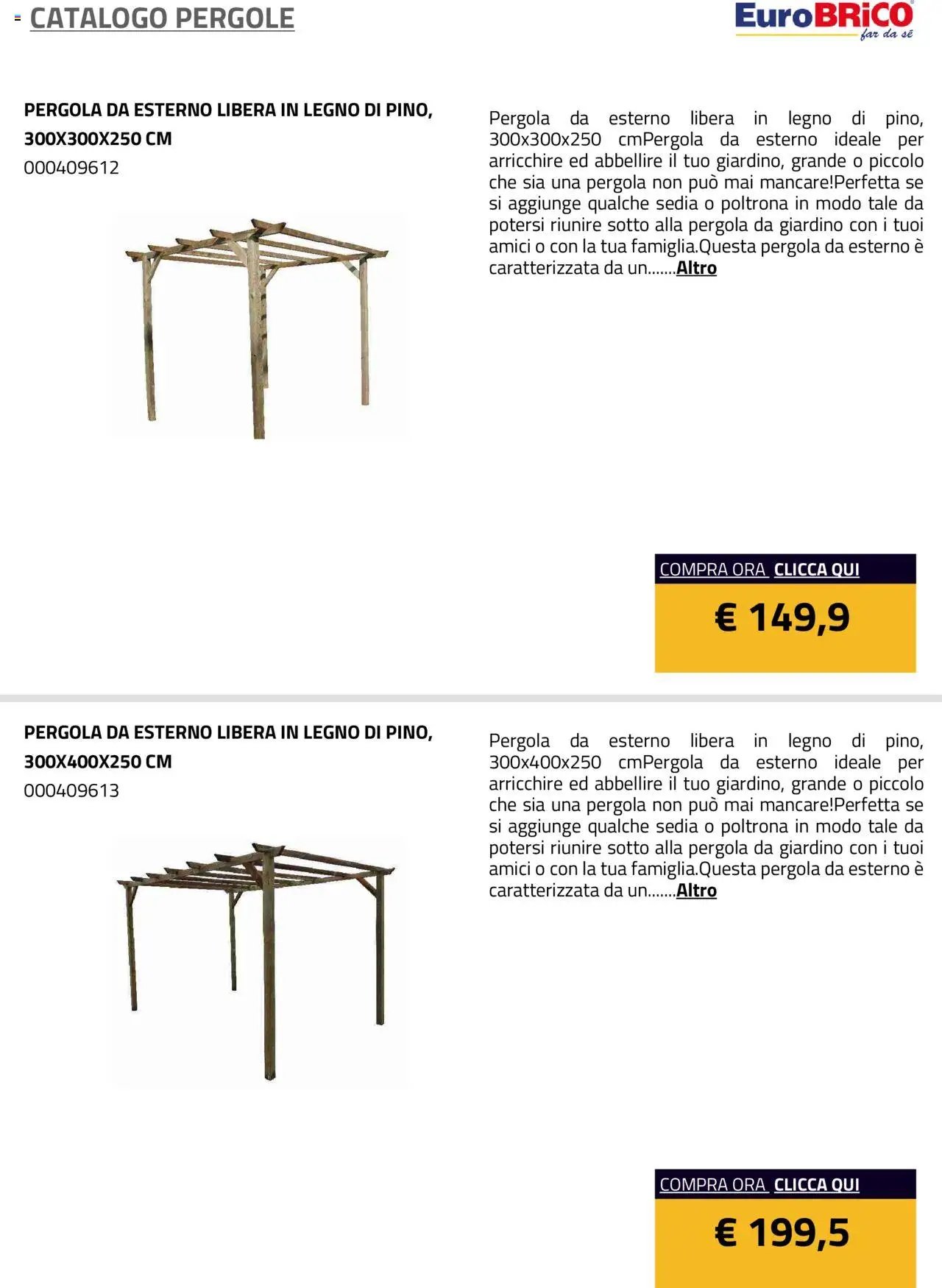 Eurobrico Pergole da esterno catalogo