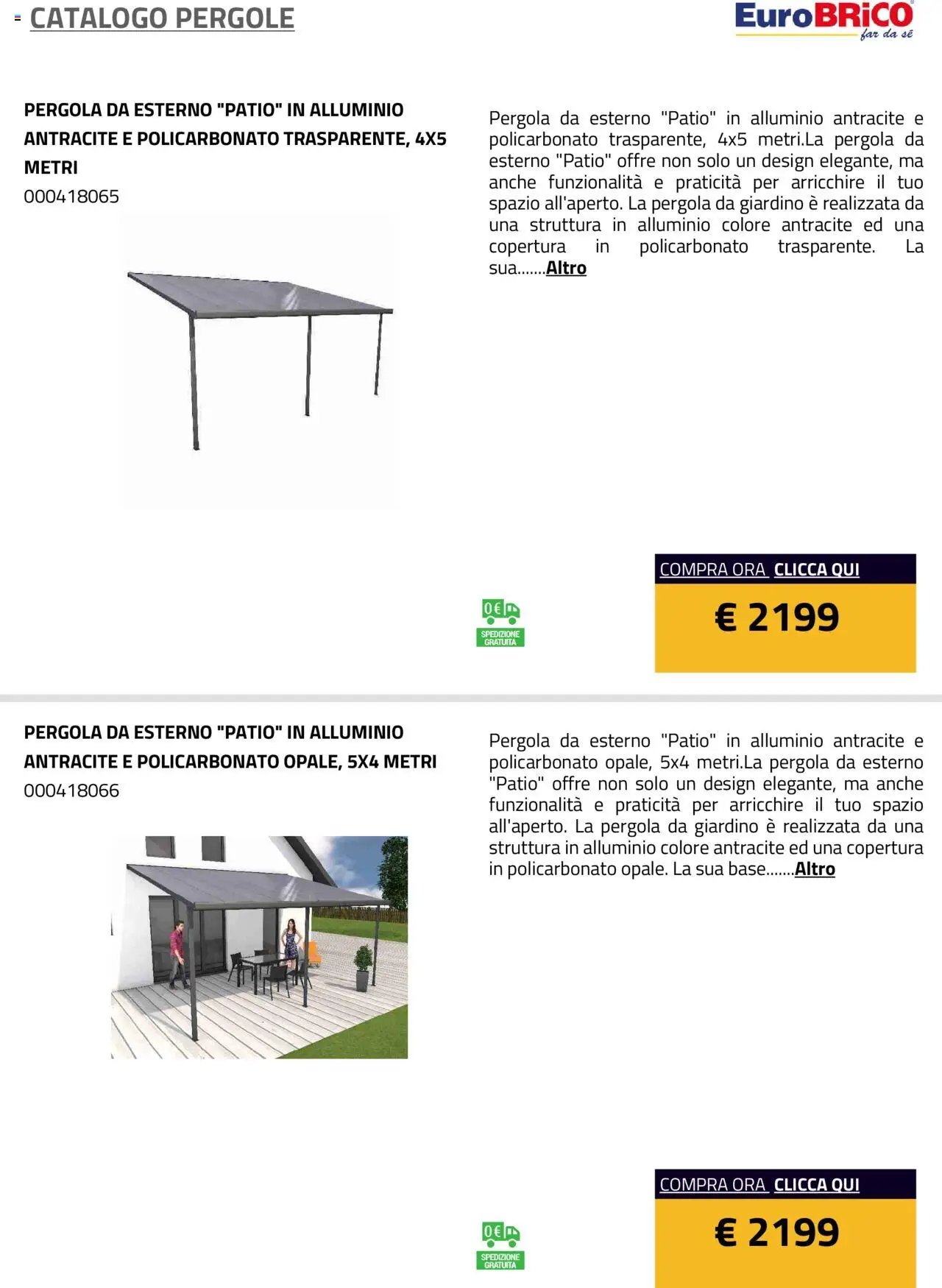 Eurobrico Pergole da esterno catalogo