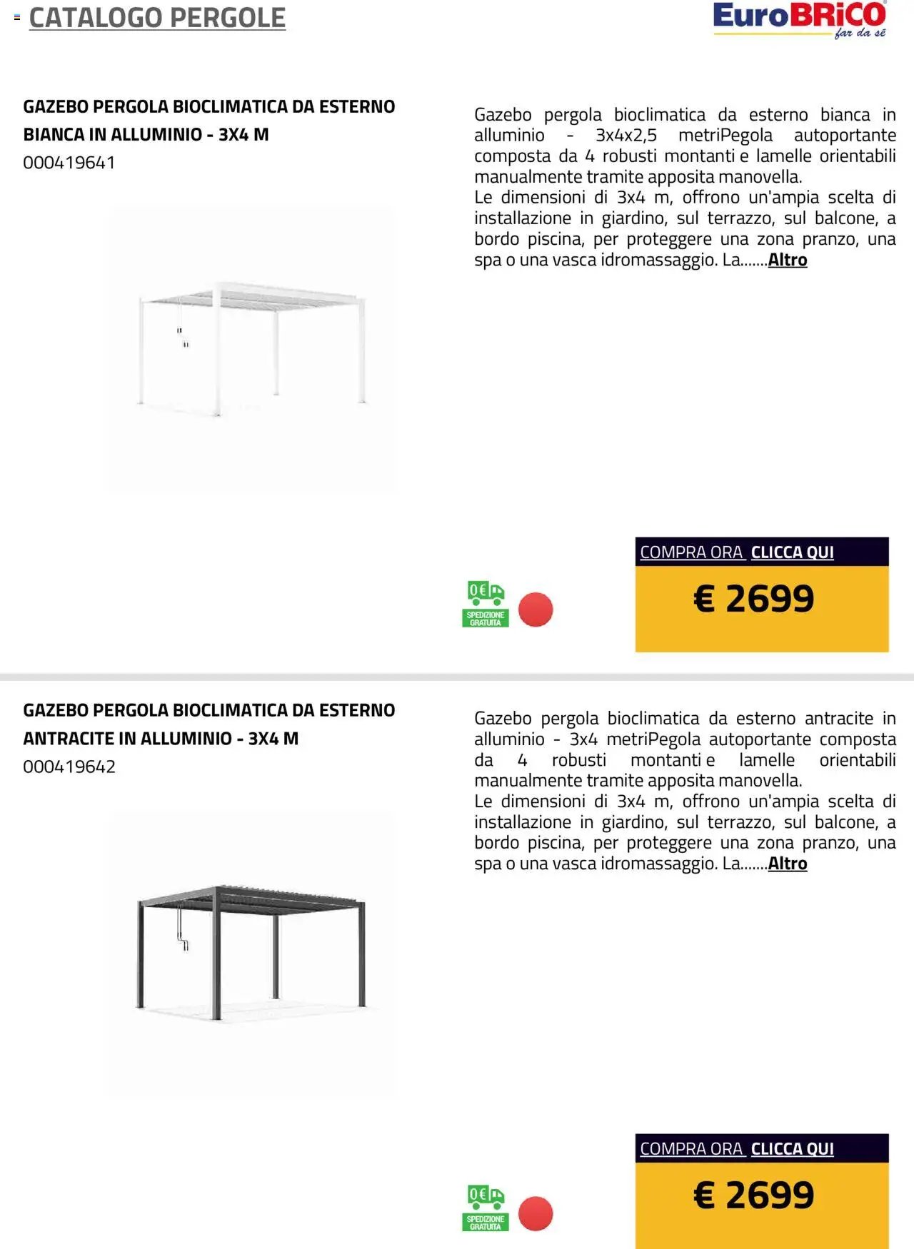 Eurobrico Pergole da esterno catalogo