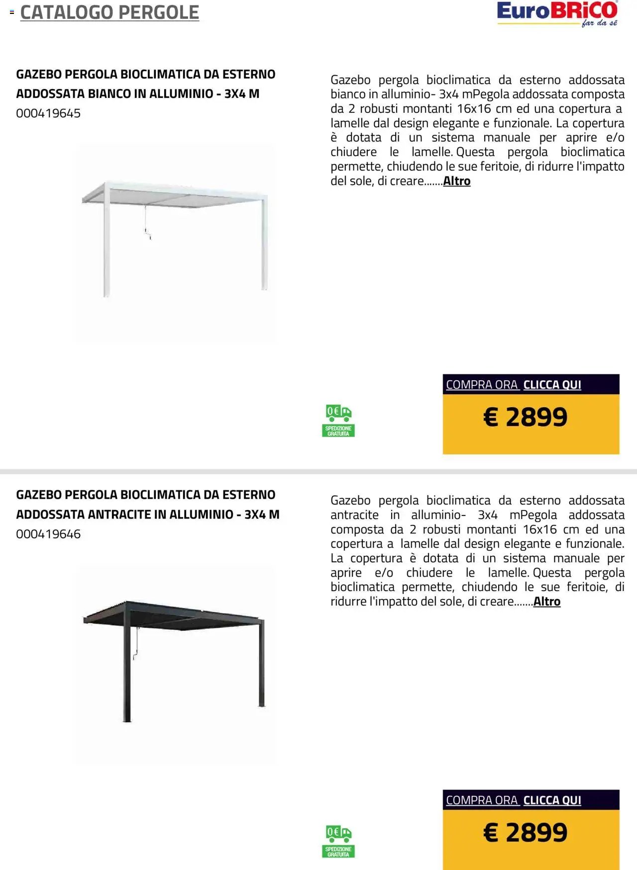 Eurobrico Pergole da esterno catalogo