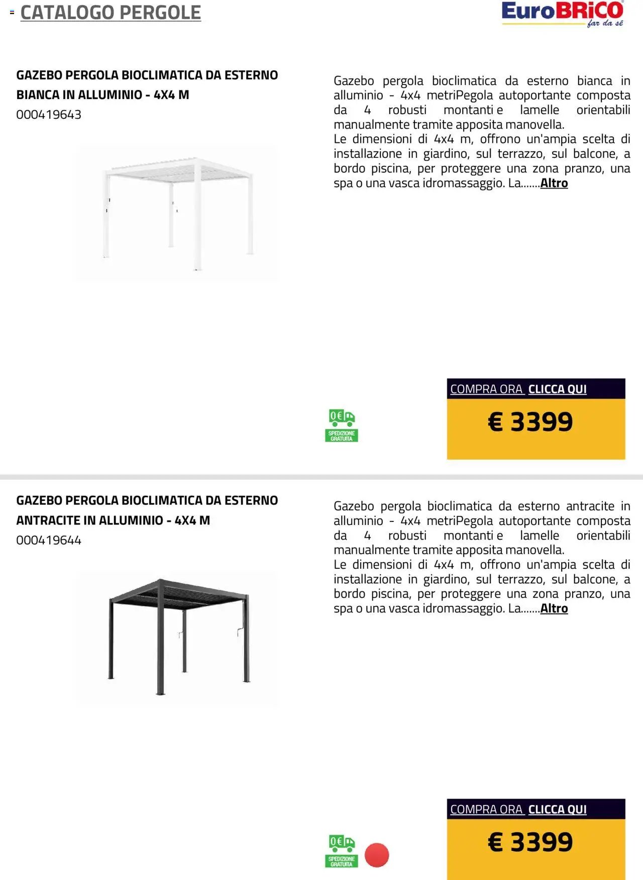 Eurobrico Pergole da esterno catalogo