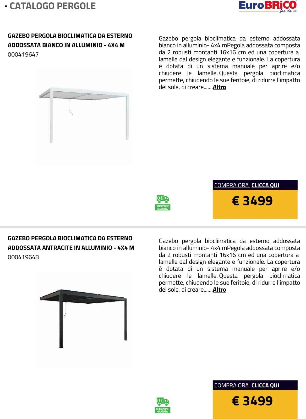 Eurobrico Pergole da esterno catalogo
