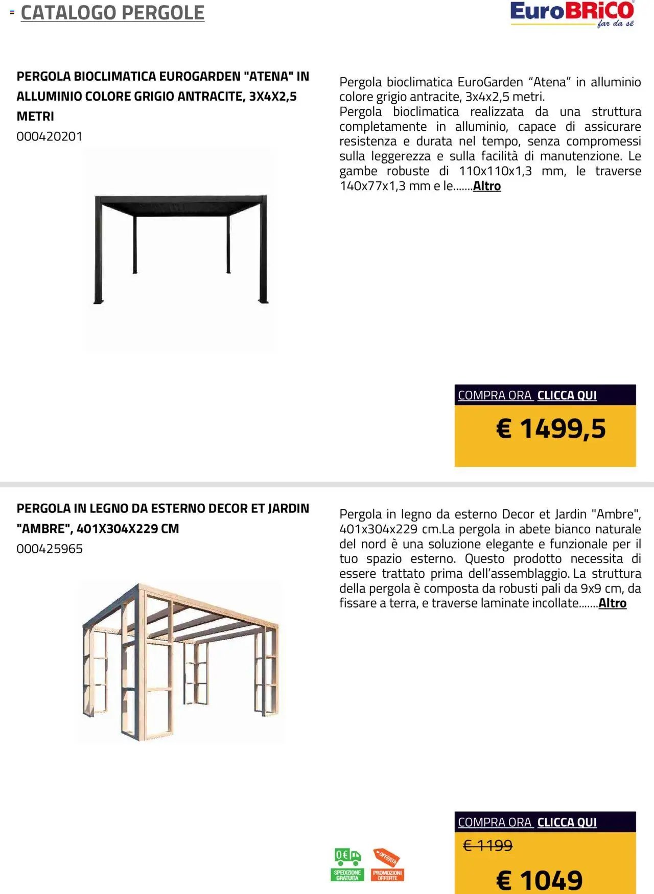 Eurobrico Pergole da esterno catalogo