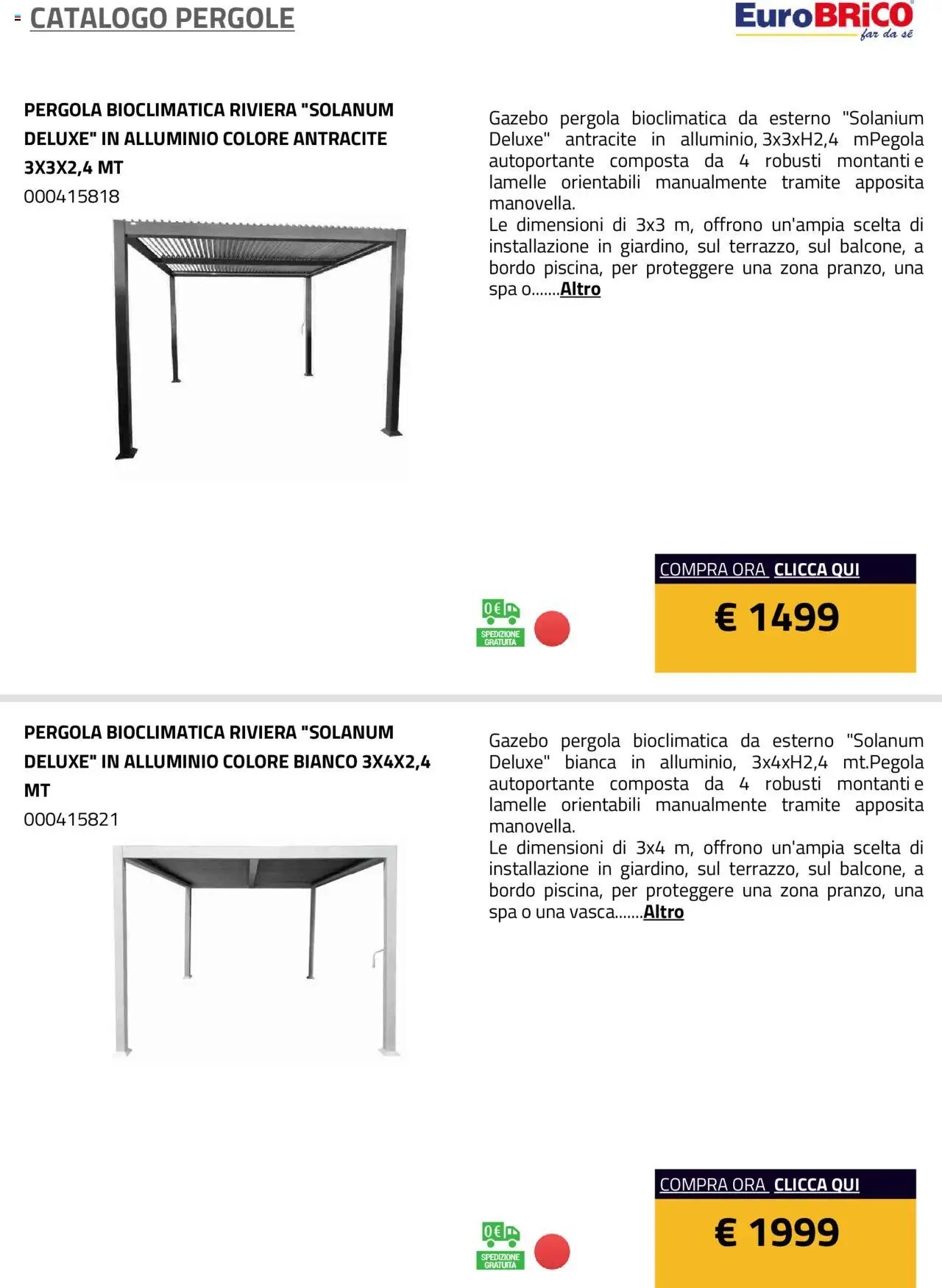 Eurobrico Pergole da esterno catalogo