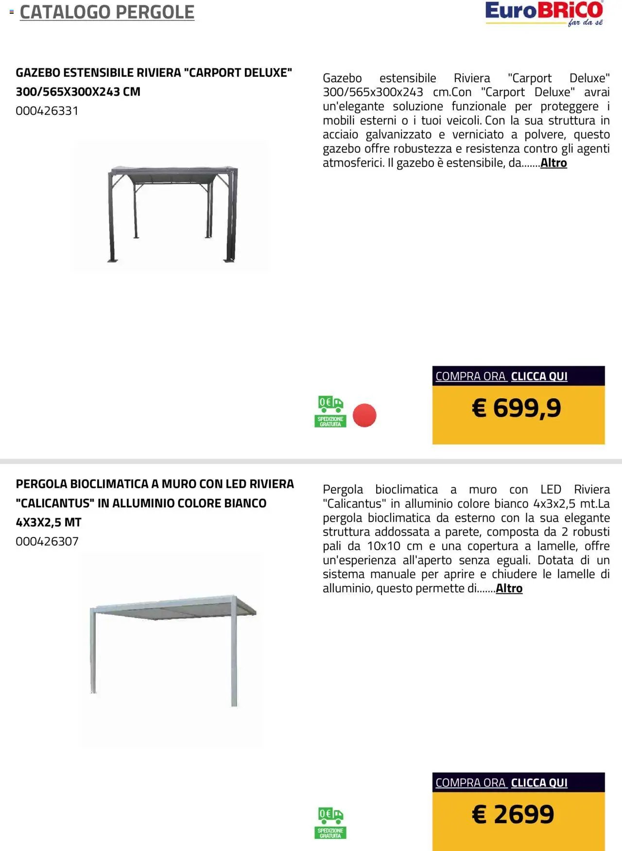 Eurobrico Pergole da esterno catalogo