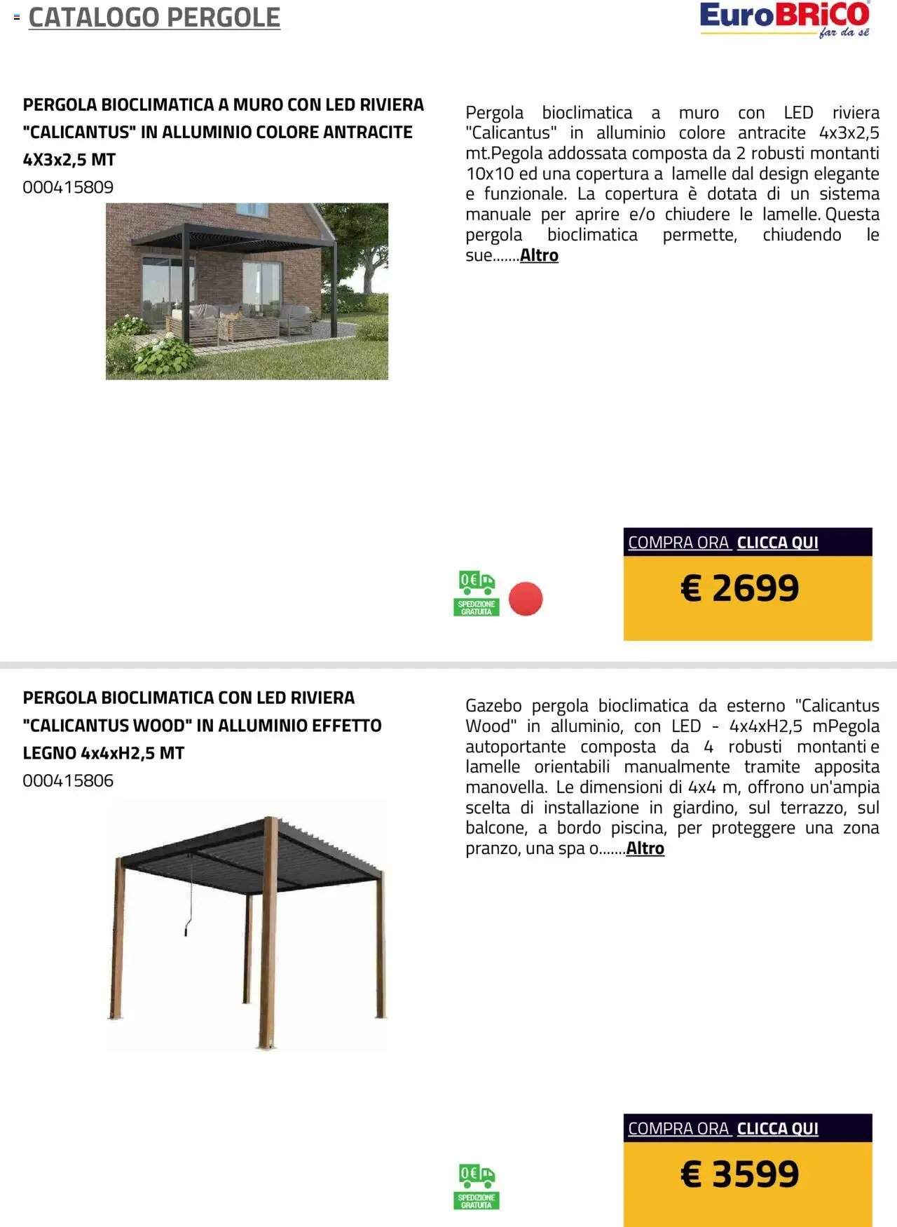 Eurobrico Pergole da esterno catalogo