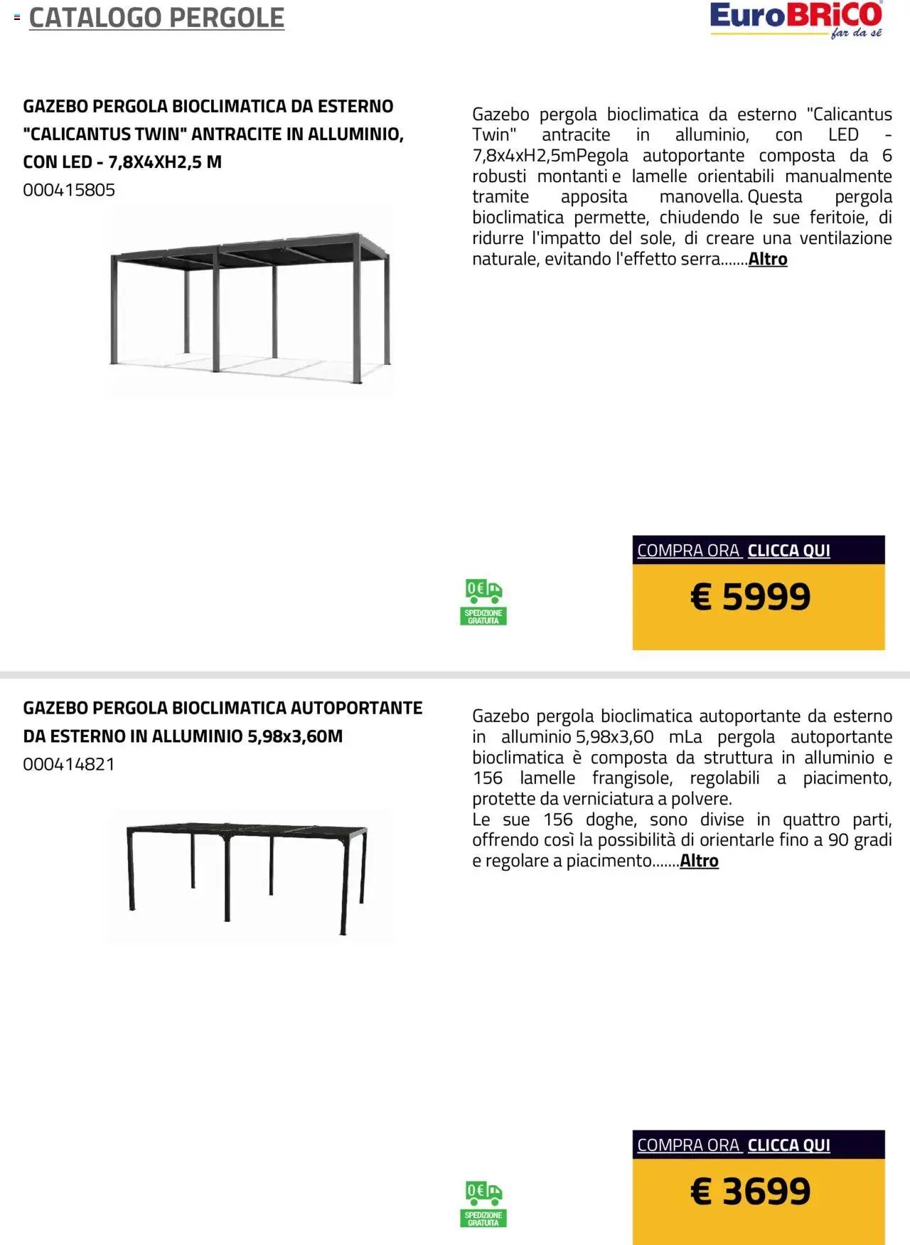 Eurobrico Pergole da esterno catalogo