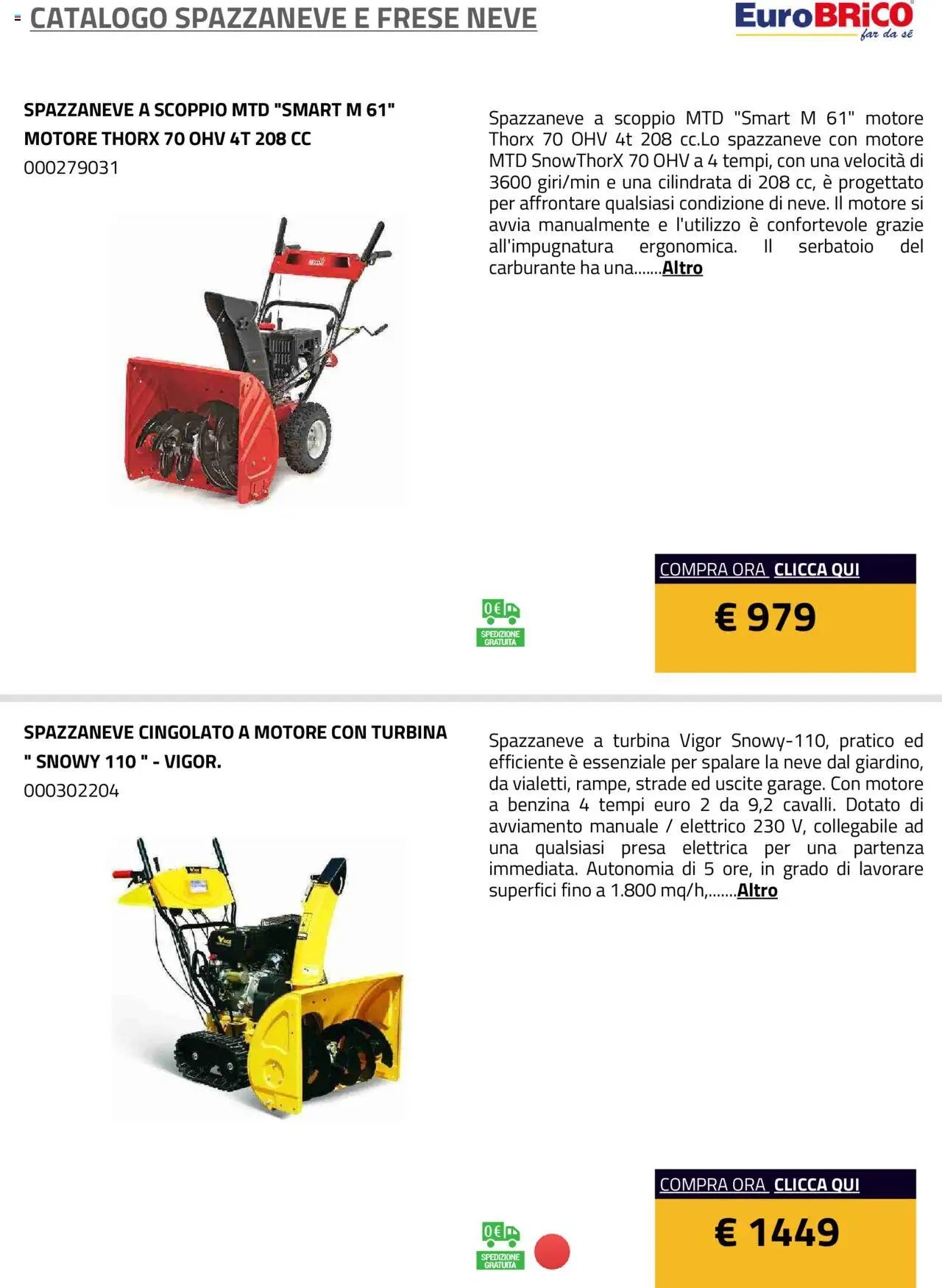 Eurobrico Spazzaneve e Frese neve catalogo