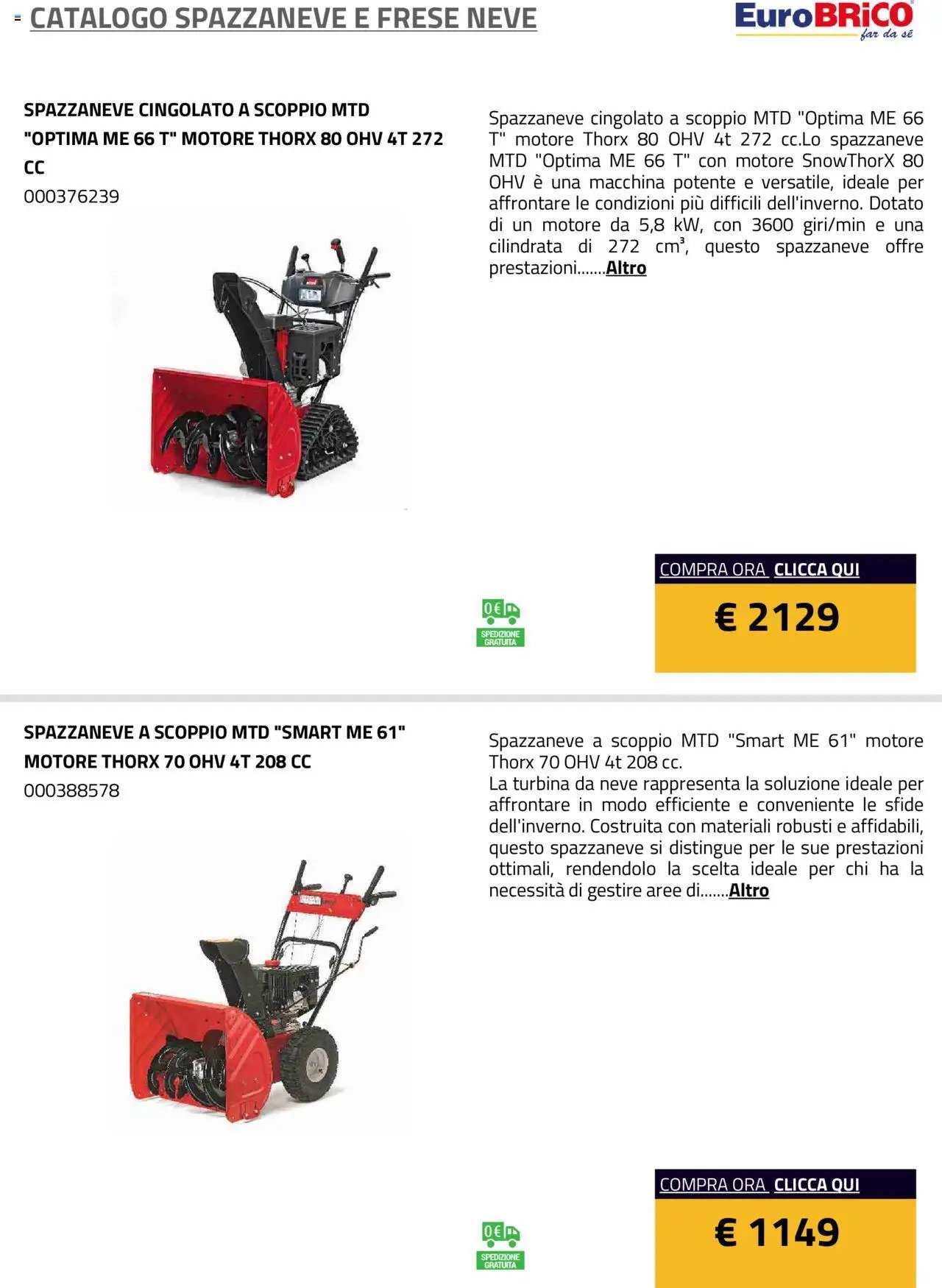 Eurobrico Spazzaneve e Frese neve catalogo