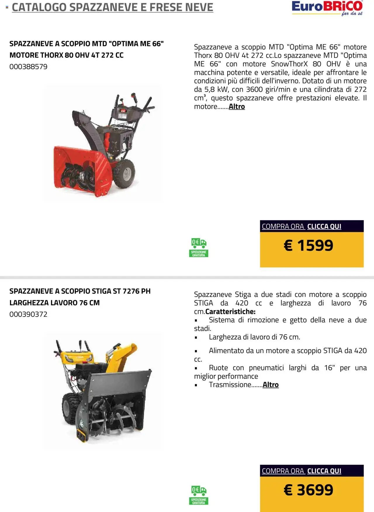 Eurobrico Spazzaneve e Frese neve catalogo