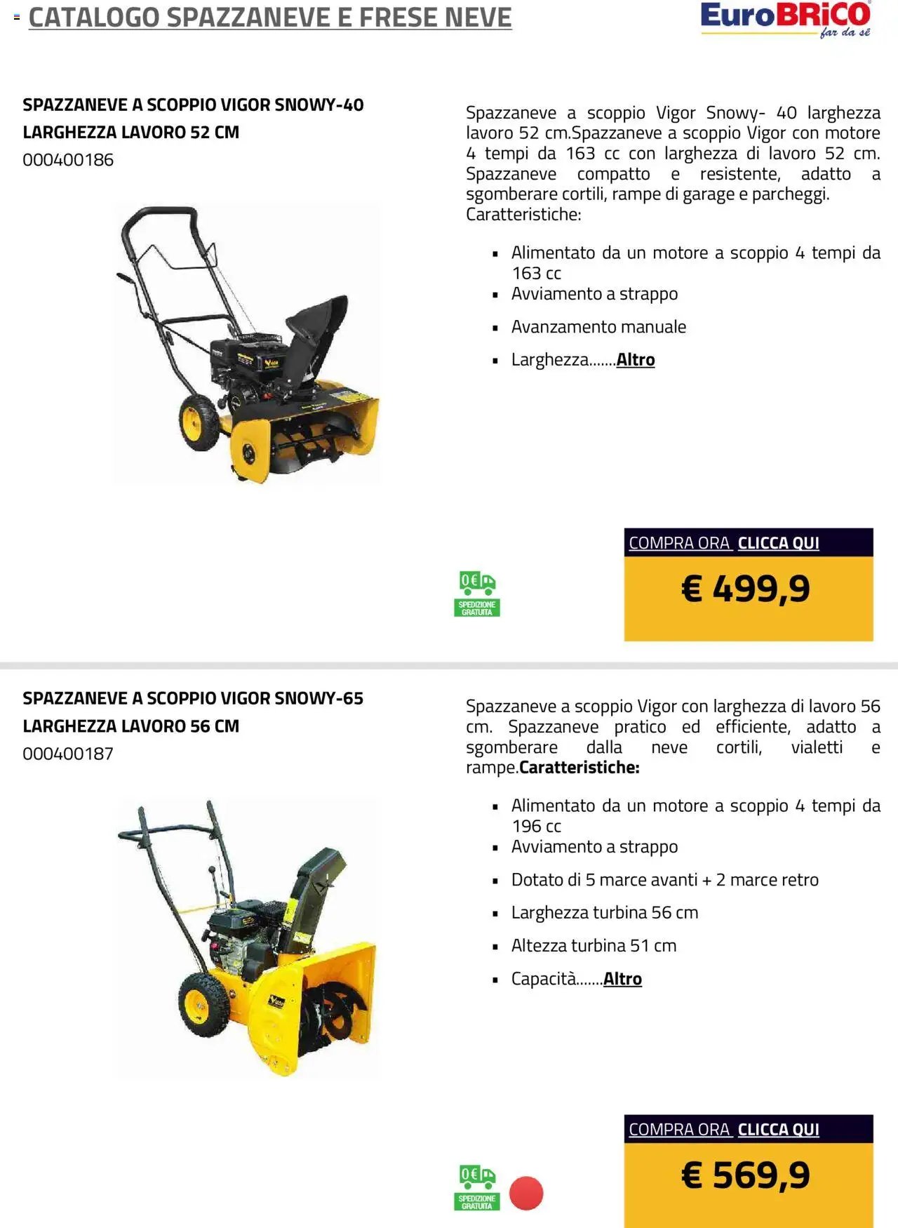 Eurobrico Spazzaneve e Frese neve catalogo